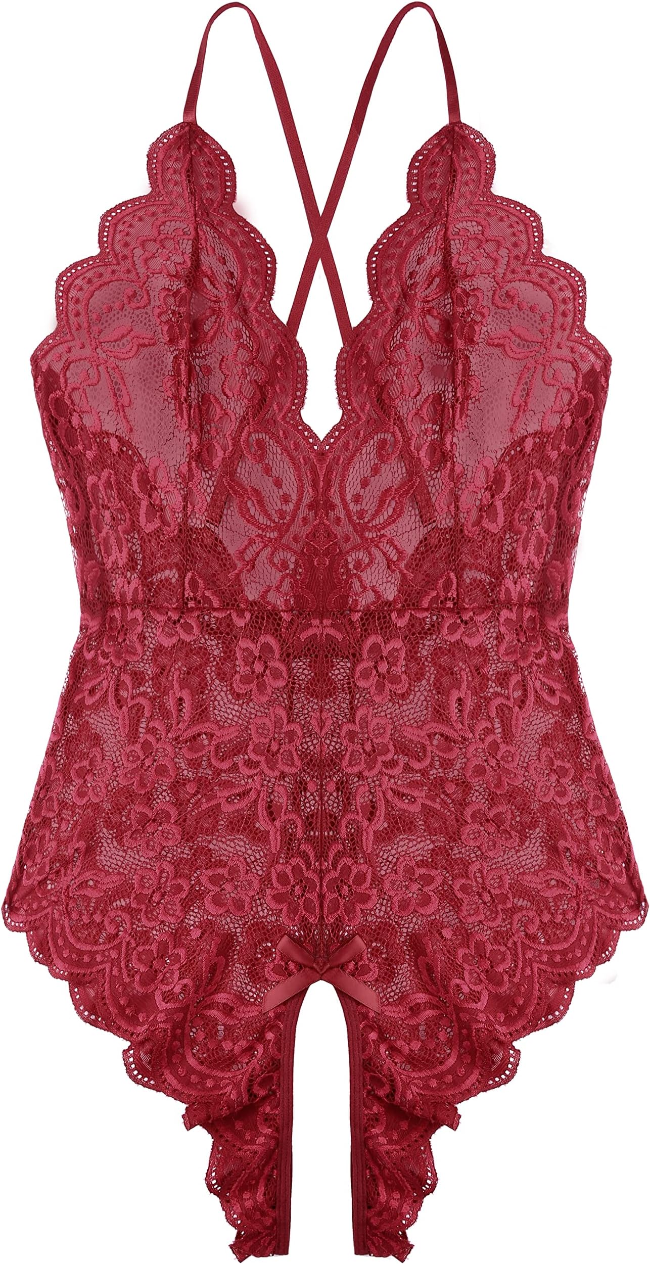 Women One Piece Lingerie Sexy Teddy V Neck Bodysuit Lace Nightie