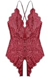 Women One Piece Lingerie Sexy Teddy V Neck Bodysuit Lace Nightie