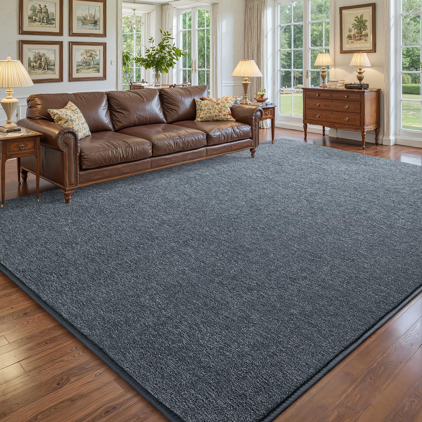 dweike rugs for bedroom living room, 7x10 ft blue grey area rug, washable memory foam indoor carpet, modern non-slip ultra soft carpets for kids boys girls adults nursery dorm home decor