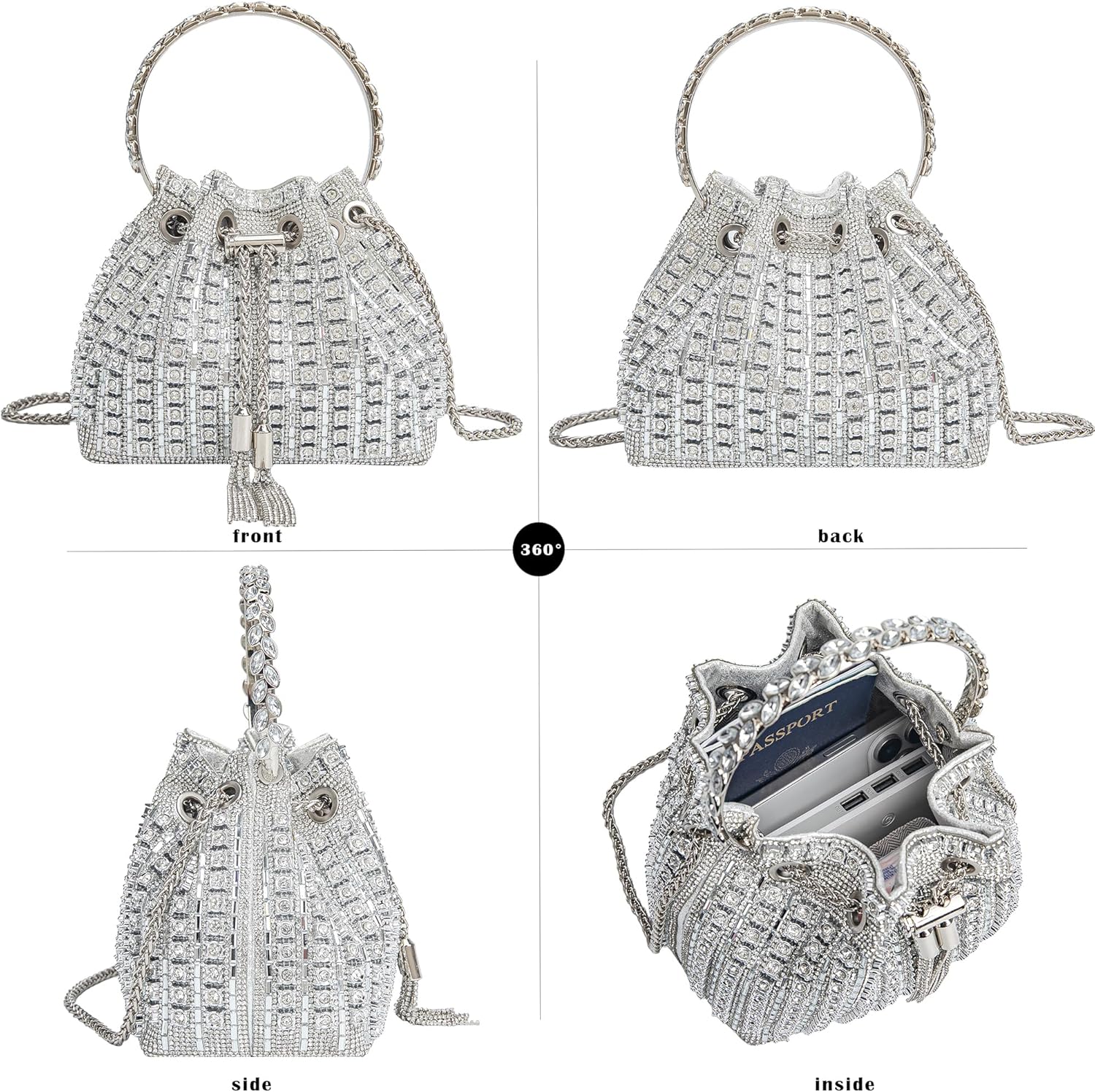 BBTT.ful Sparkling Women's Evening Handbags Rhinestone Purse Crossbody Bag Wedding Prom Party Club Purses