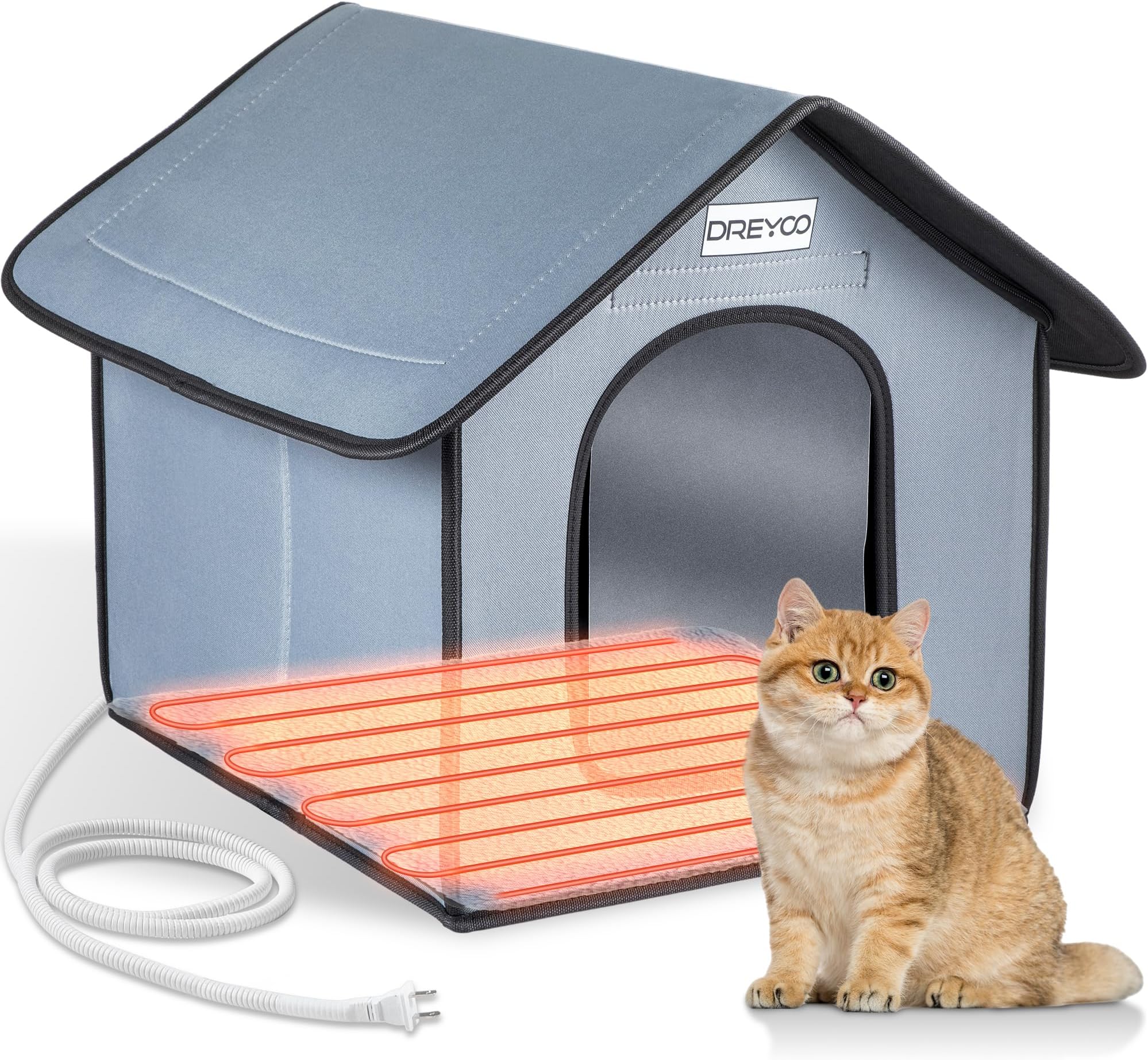 Dreyoo Heated Cat House Plus Size 18 x 20 x 16 Inches
