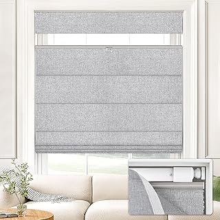 UNISHADES No Drill Top Down Bottom Up Roman Shades, 24×64in, Grey