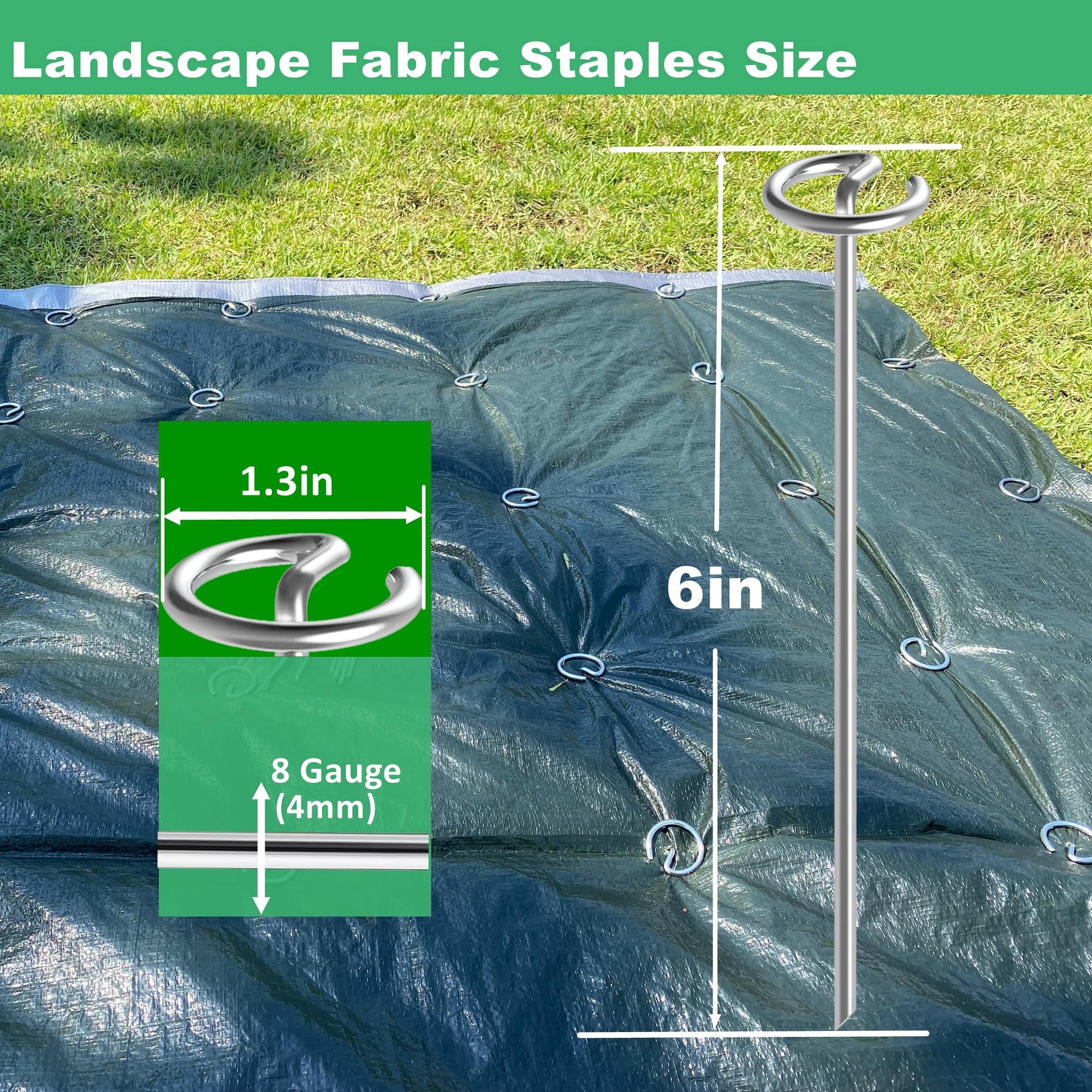 Haevy Duty Gartenpfähle, 8 Gauge, 15,2 cm, 200 Stück, G-Form, 4 mm, verzinkte Bodenanker, Zeltheringe für Unkrautbarriere, Kunstrasen, Hartboden und aufblasbare Dekorationen