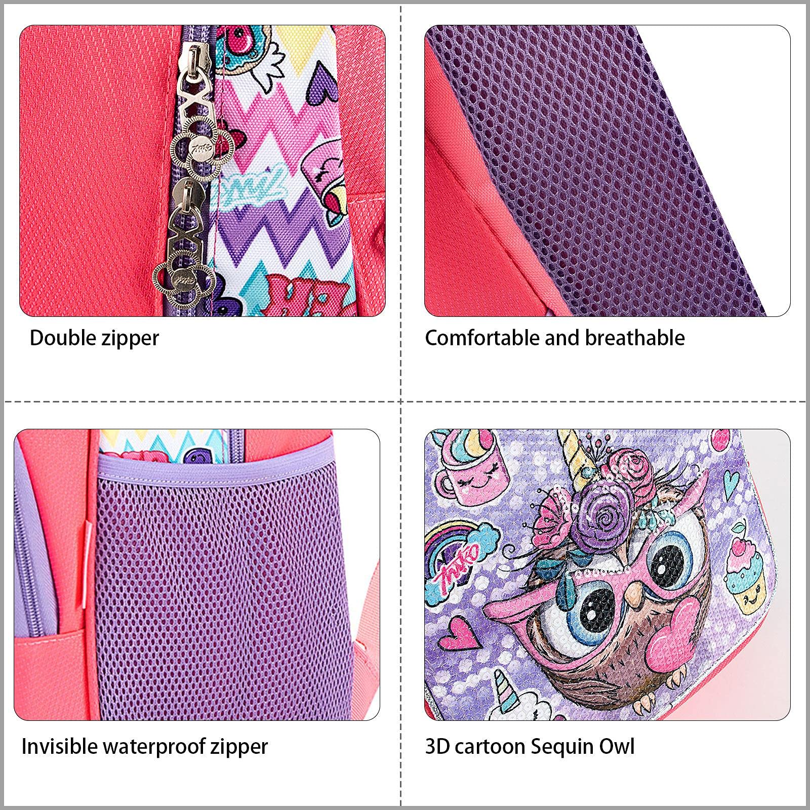 Zaino per Bambini Zaini Unicorn per Ragazze Glitter Paillettes Carino Borsa Scuola