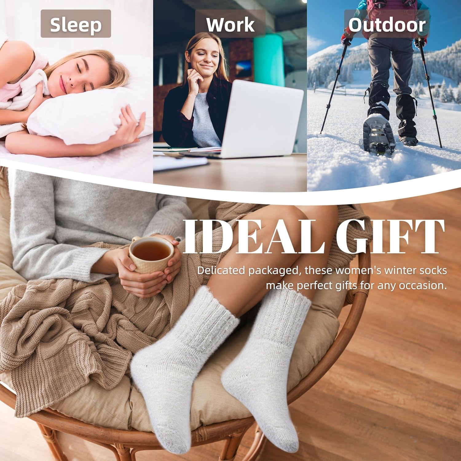 Fuzzy Socks For Women 5 Pairs Thermal Thick Winter Warm Cozy Comfy Fluffy Slipper Socks Gifts for Women - Image 6