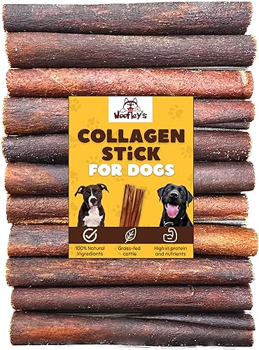 Woofley's 6 Inch Collagen Sticks for Dogs (10 Count) Bully Stick Rawhide Alternative Dog Chews No Hide Bones for Medium & Large Dogs