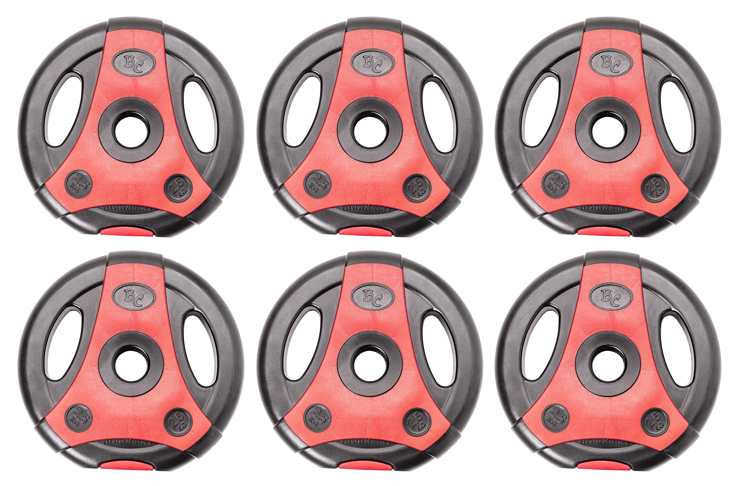 Bad Company Krążki do sztangi K-Grip I ciężarki pokryte tworzywem sztucznym 30/31 mm I 6 x 2,5 kg