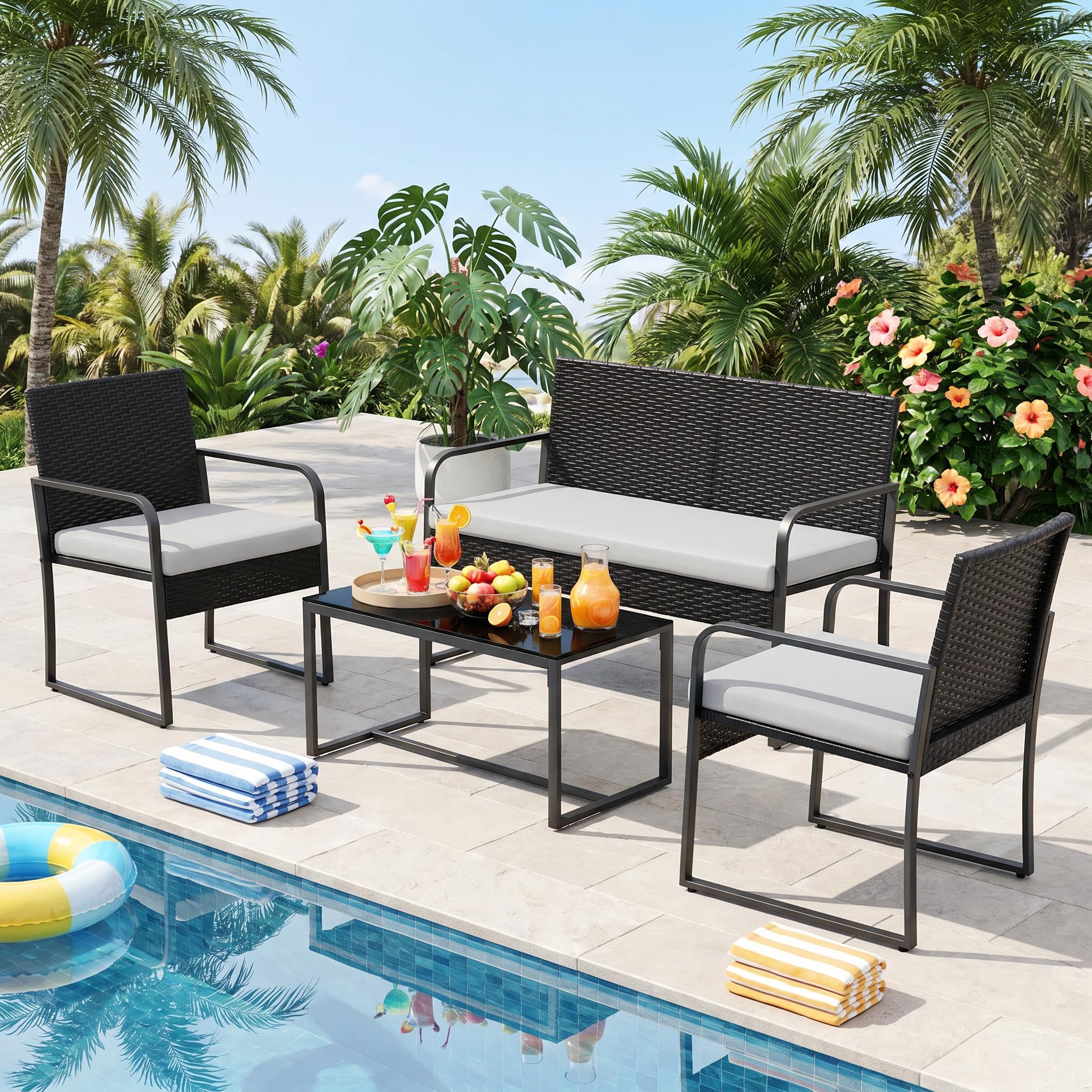 Gizoon 4-Piece Wicker Set