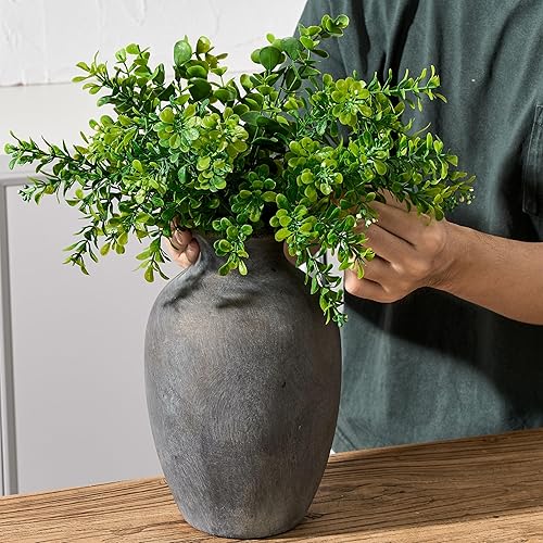 Miniatura 10 de Jarrón de cerámica de 8.2 pulgadas, jarrón rústico de terracota, jarrón decorativo de granja, decoración bohemia, jarrones de cerámica para