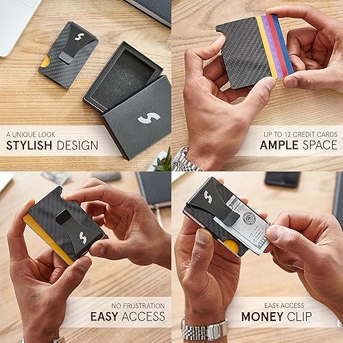 Miniatura 4 de Carteras de fibra de carbono RFID para hombres - Cartera minimalista de metal de aluminio, Blanco, Minimalista