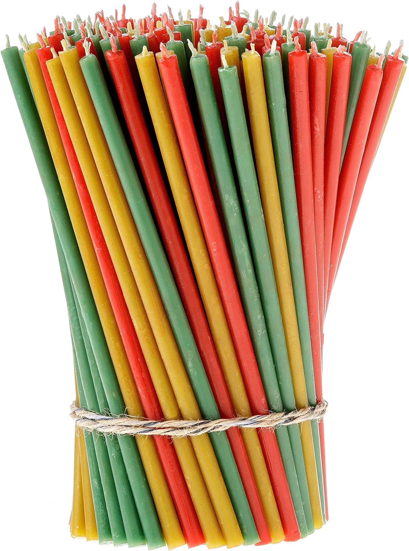 Danilovo Thin Taper Beeswax Candles - Honey-Scented, Decorative Candles Ideal for Birthday Decoration or Church Prayers - 3 Colors Drip Free, Tall & Smokeless Pack of 150 pcs, 6.5 x 0.22 inch