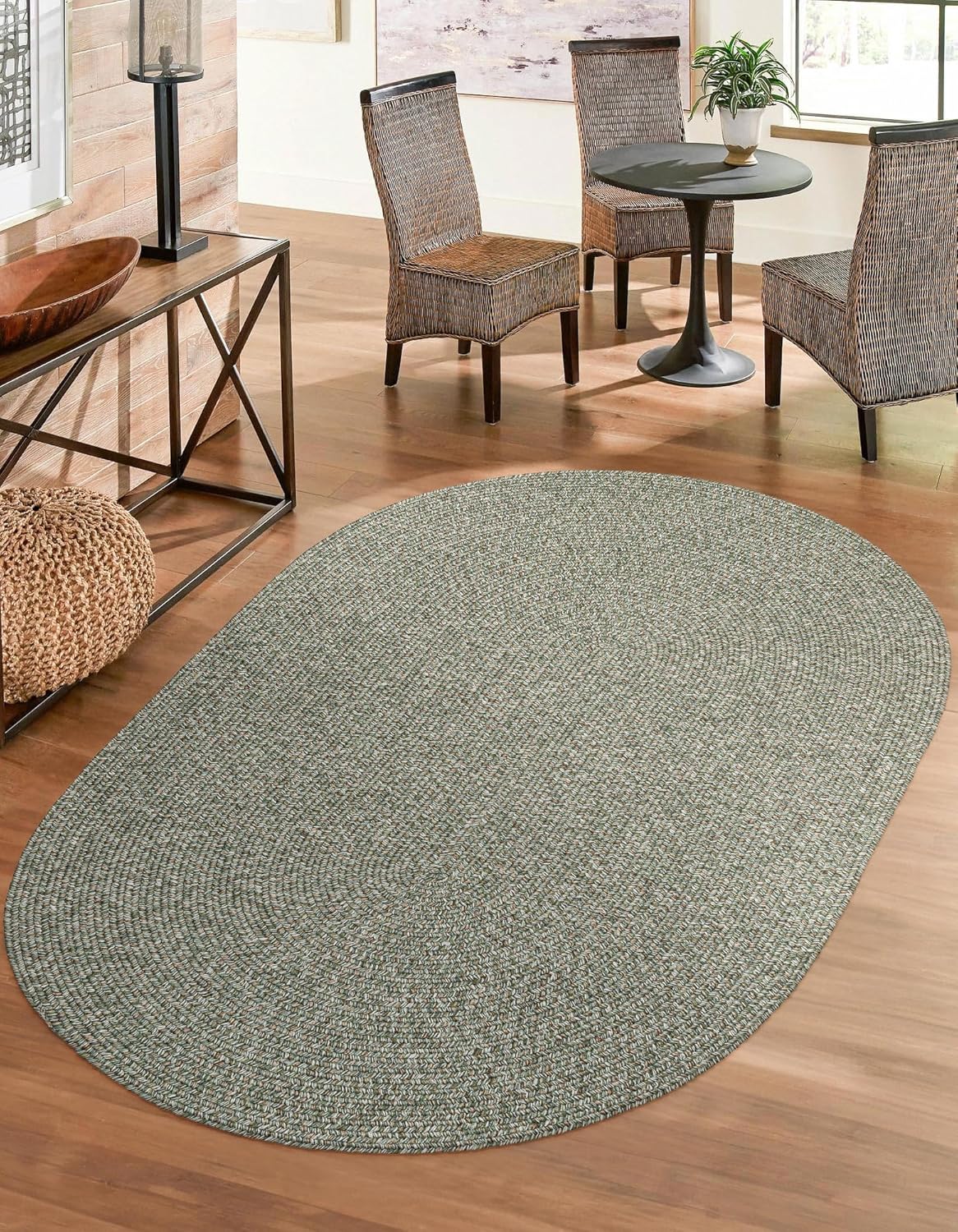 Seasons SE65 Spring Green 5' x 8' Oval - Braided Area Rug, Home Decor, Floor Mat or Bedroom Rug - Easy Care, Ideal for High Traffic Areas in Hallway and Living Room - Made in USA