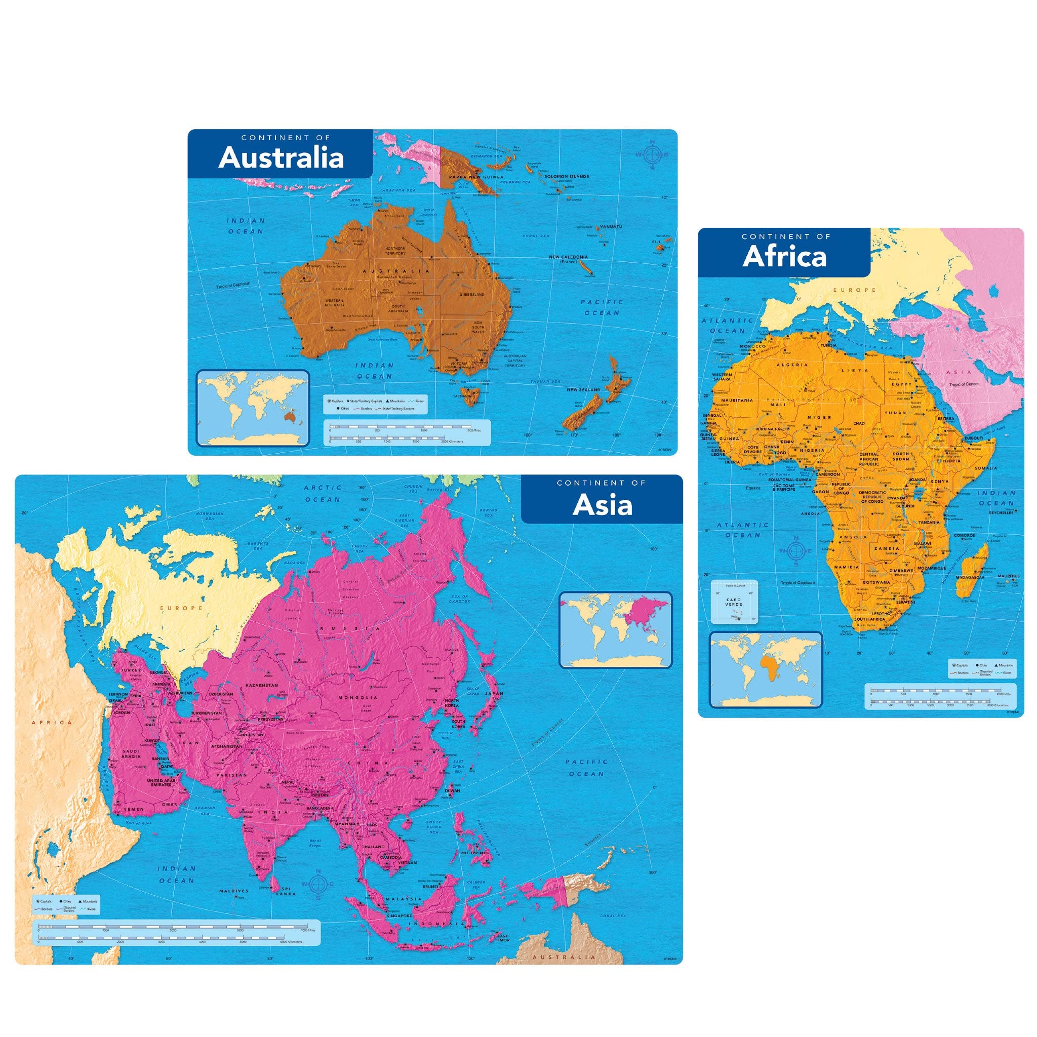 Continents of the World Lernset von TREND, 18-tlg.