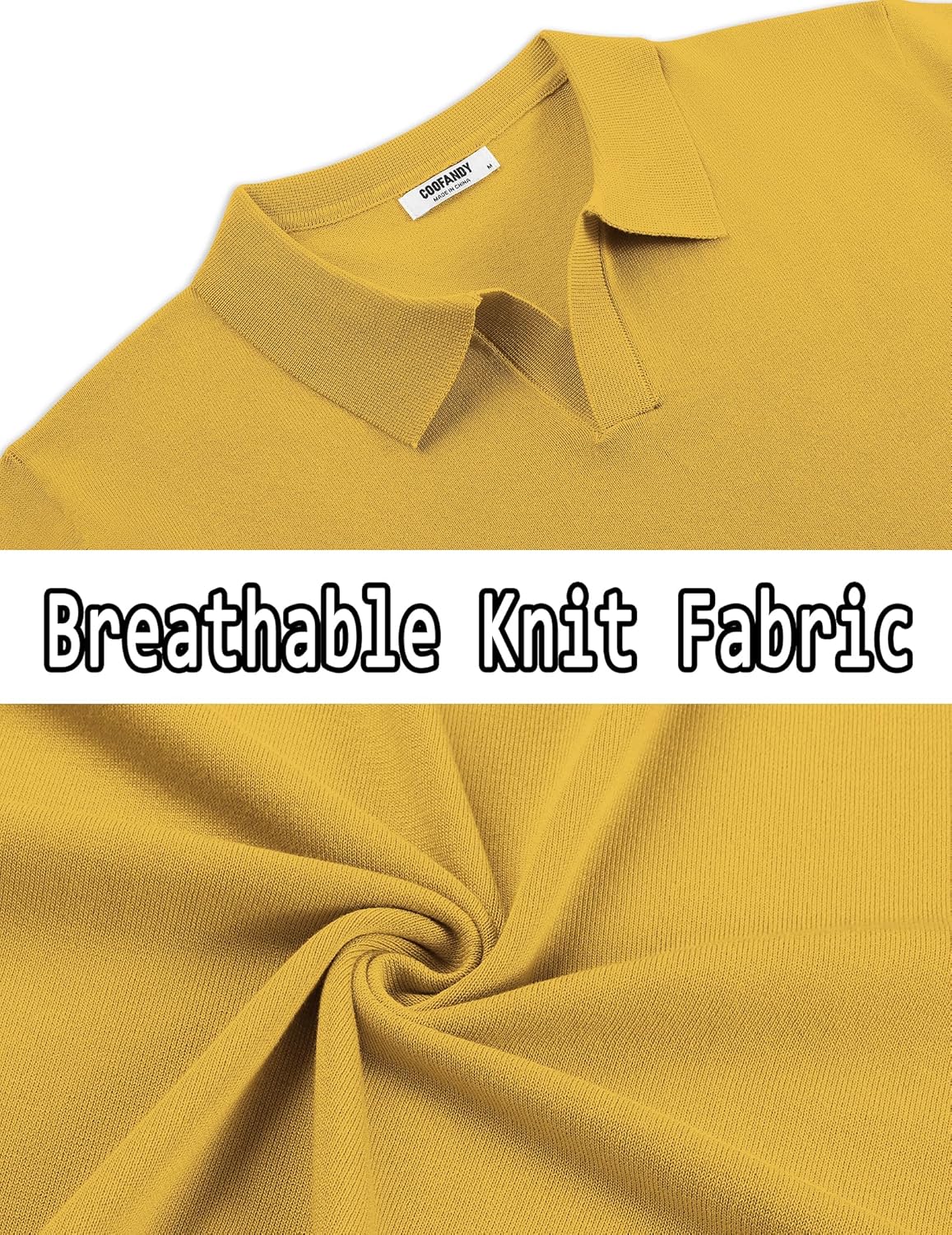 COOFANDY Men's V Neck Short Sleeve Stretch Knit Polo Shirt - Image 5