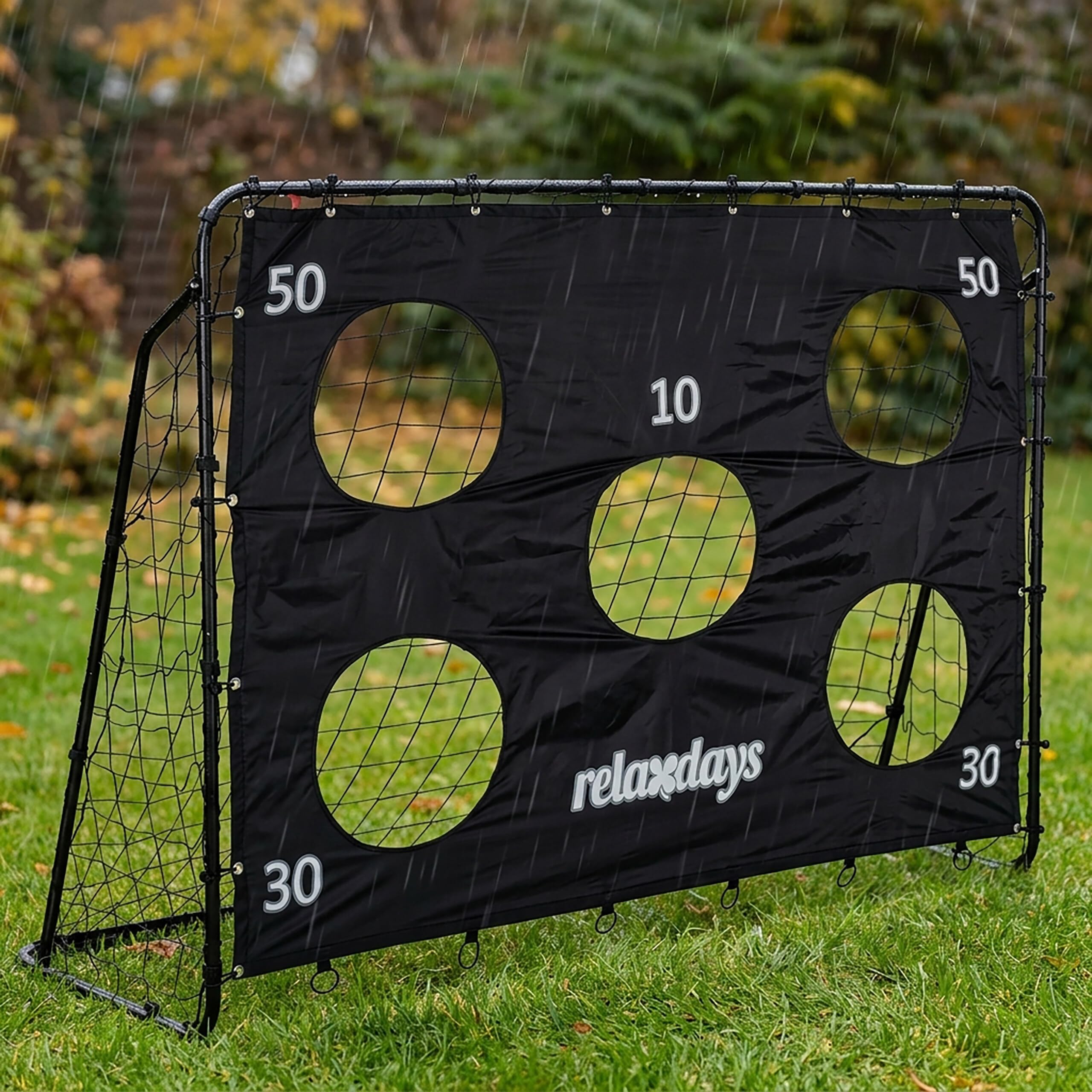 Relaxdays Cage Foot avec Mur de tir, pour Petits et Grands, Acier, HxLxP : 153 x 217 x 75 cm, Jardin, Noire