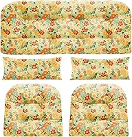 Vista 11 de Cojines de silla de mimbre de 5 piezas, cojín impermeable para sofá de mimbre al aire libre, 1 cojín de asiento de amor, 2 cojines en forma de U y 2