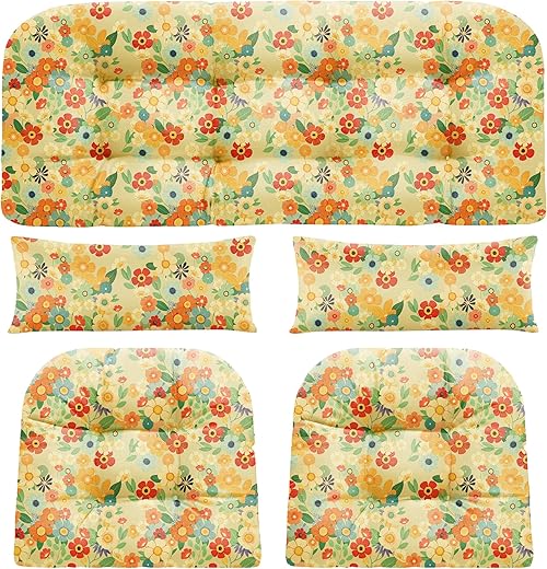 Waterproof Wicker Chair Cushions Set - 5 Pieces for Patio Furniture