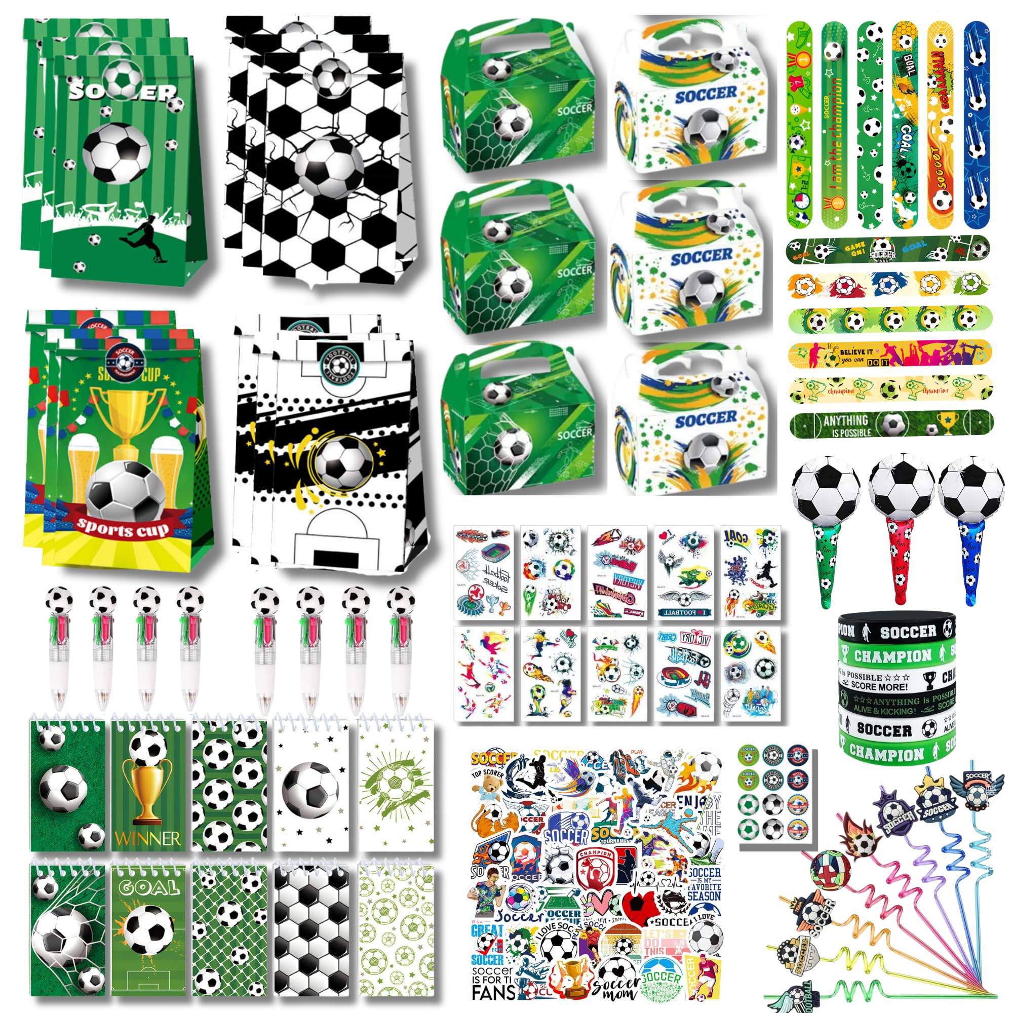 137 Pieces Football Party Bags Fillers, Football Party Favors, Soccer Party Supplies Kit with Gift Bags, Bracelets, Pens, Notebooks for Soccer Birthday, Championship Viewing, Game Day, Team Party