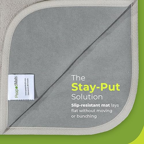 Miniatura 8 de PeapodMats Almohadillas de cama lavables para incontinencia, reutilizables y a prueba de fugas, 3 x 5 pulgadas, color azul marino, para niños y