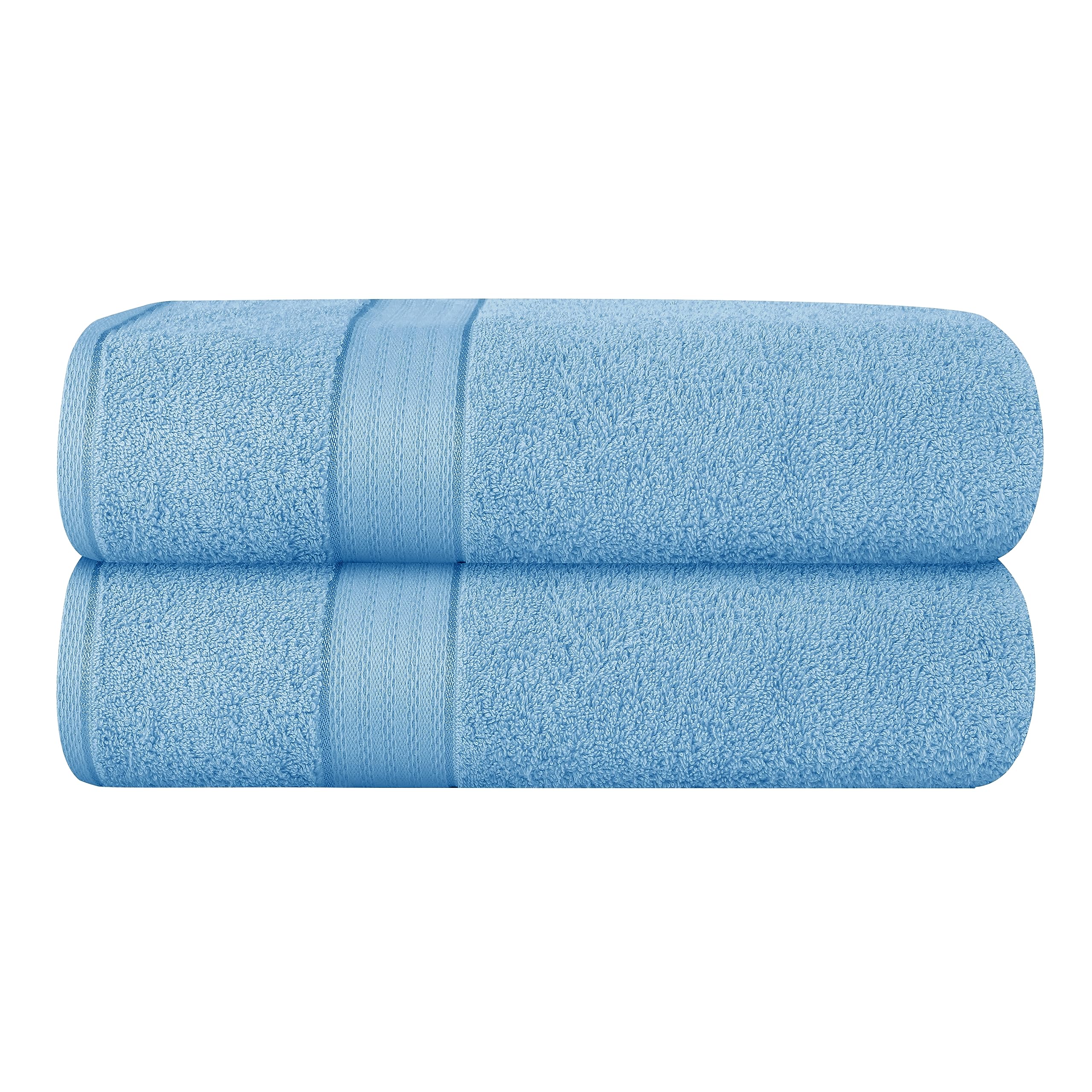 GLAMBURG 700 GSM Premium Cotton 2-Pack Oversized Extra Large Bath Sheet Set - 100% Combed Cotton - 2 Bath Sheets 35x70 - Luxury Hotel &amp; Spa Quality - Durable Ultra Soft Highly Absorbent - Sky Blue