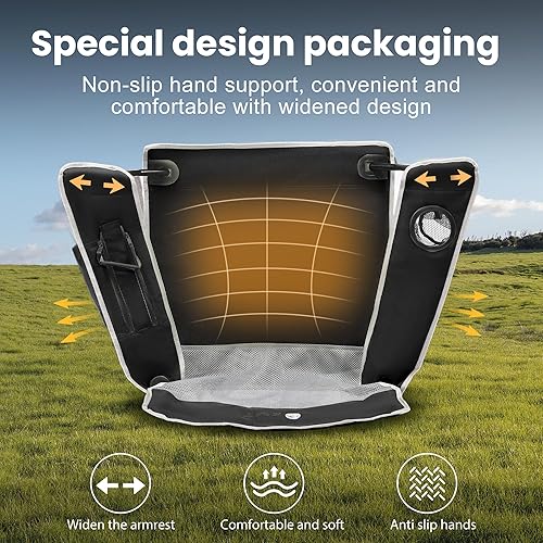 Miniatura 2 de Silla plegable portátil para exteriores con portavasos y bolsa enfriadora, malla transpirable, reposabrazos anchos, diseño ergonómico para