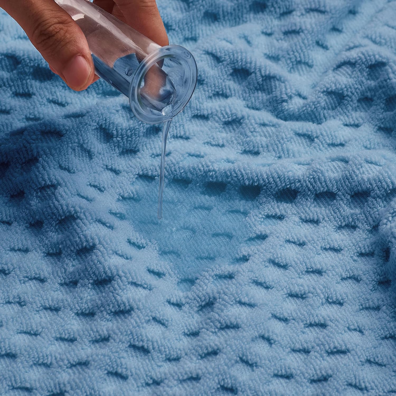 Simple&Opulence Premium 100% Cotton Towel Set 6 Piece, Jacquard Soft Absorbent Towels for Bathroom, Hotel and Spa, 2 Bath Towels 28"x55", 2 Hand Towels 16"x28" & 2 Washcloths 14"x14" (Blue)