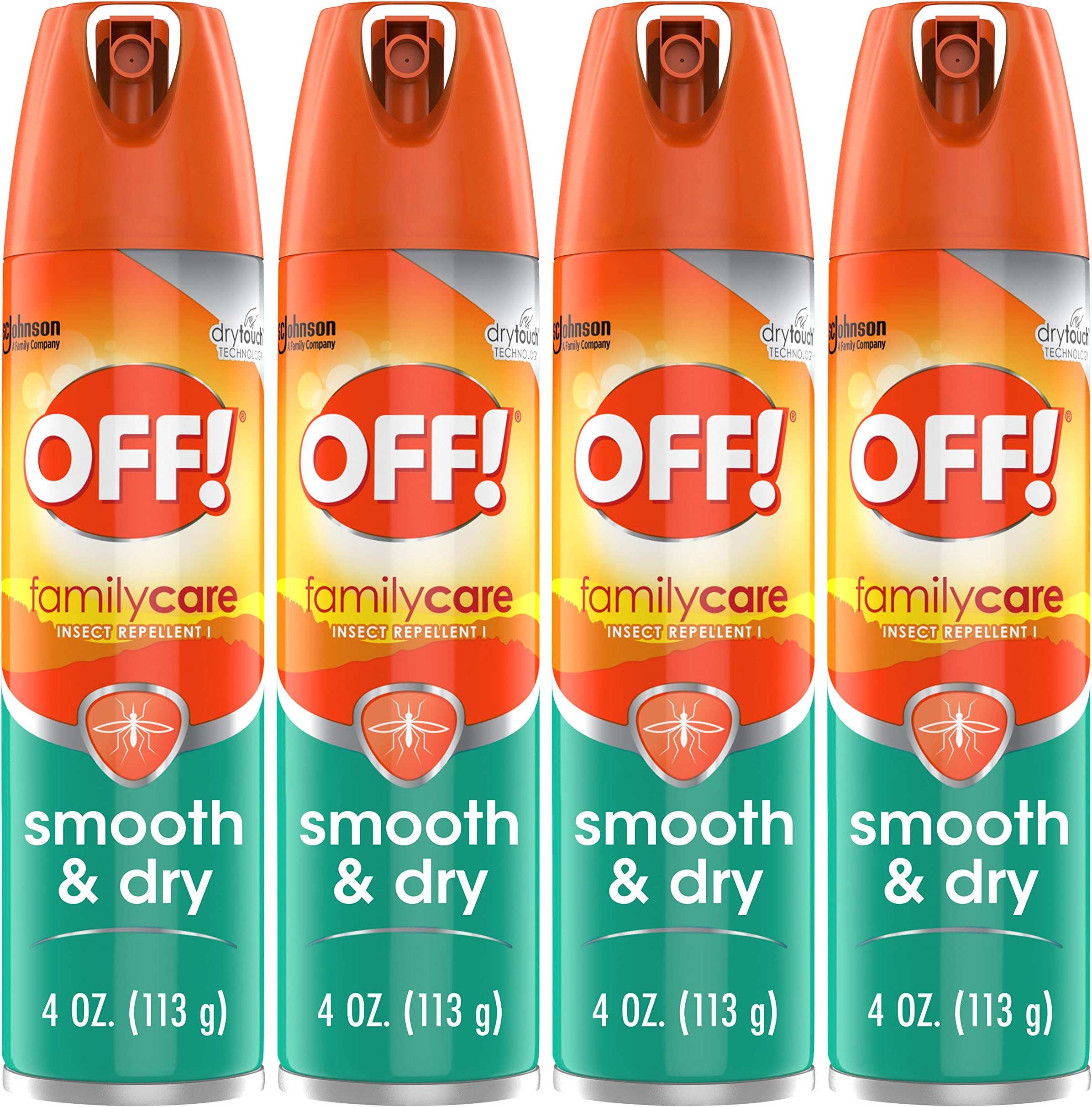 OFF! FamilyCare Insect & Mosquito Repellent Aerosol, Smooth and Dry Formula Bug Spray, Provides up to 6 Hours of Protection, 4 oz (Pack of 4)