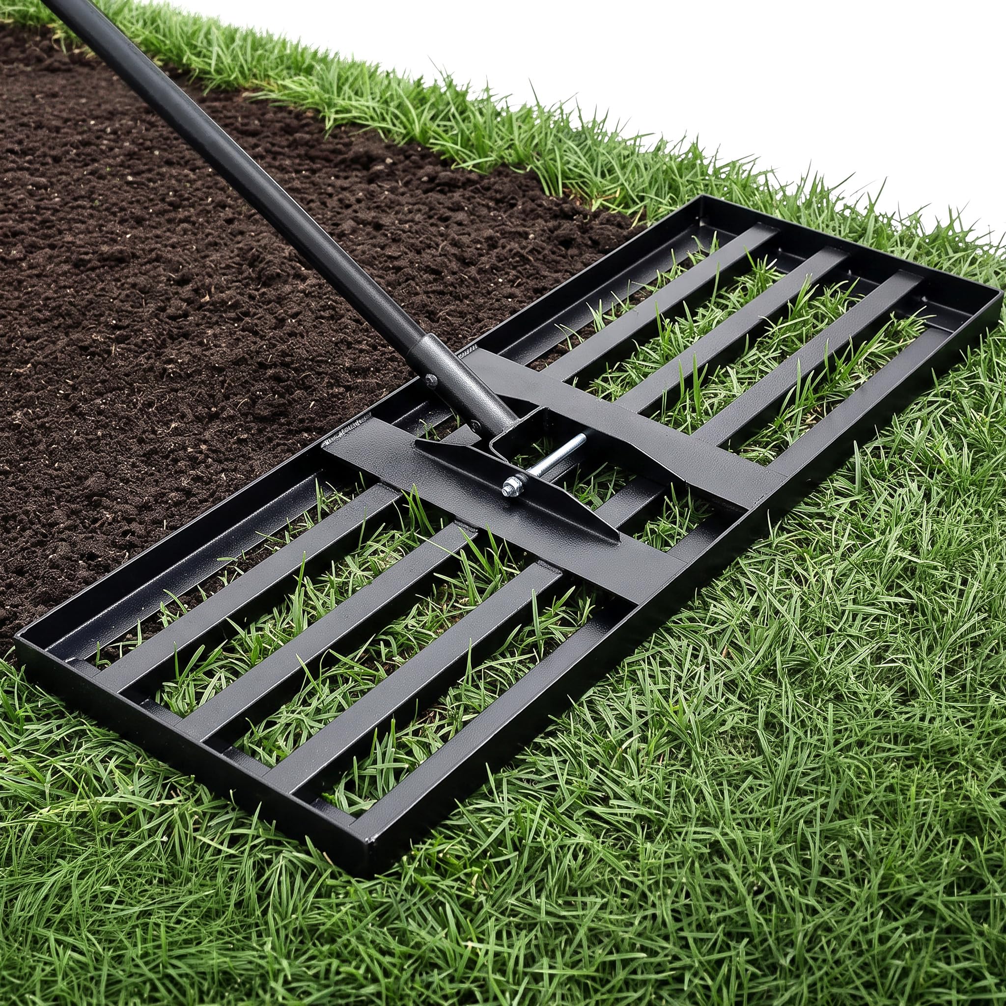 Crystals Lawn Leveling Rake 2M – Heavy Duty Lawn Level Tool with Handle Lawn Leveler – Lawn Leveller Tool for Grass, Soil, Sand & Compost – Stainless Steel Levelawn Garden Rake