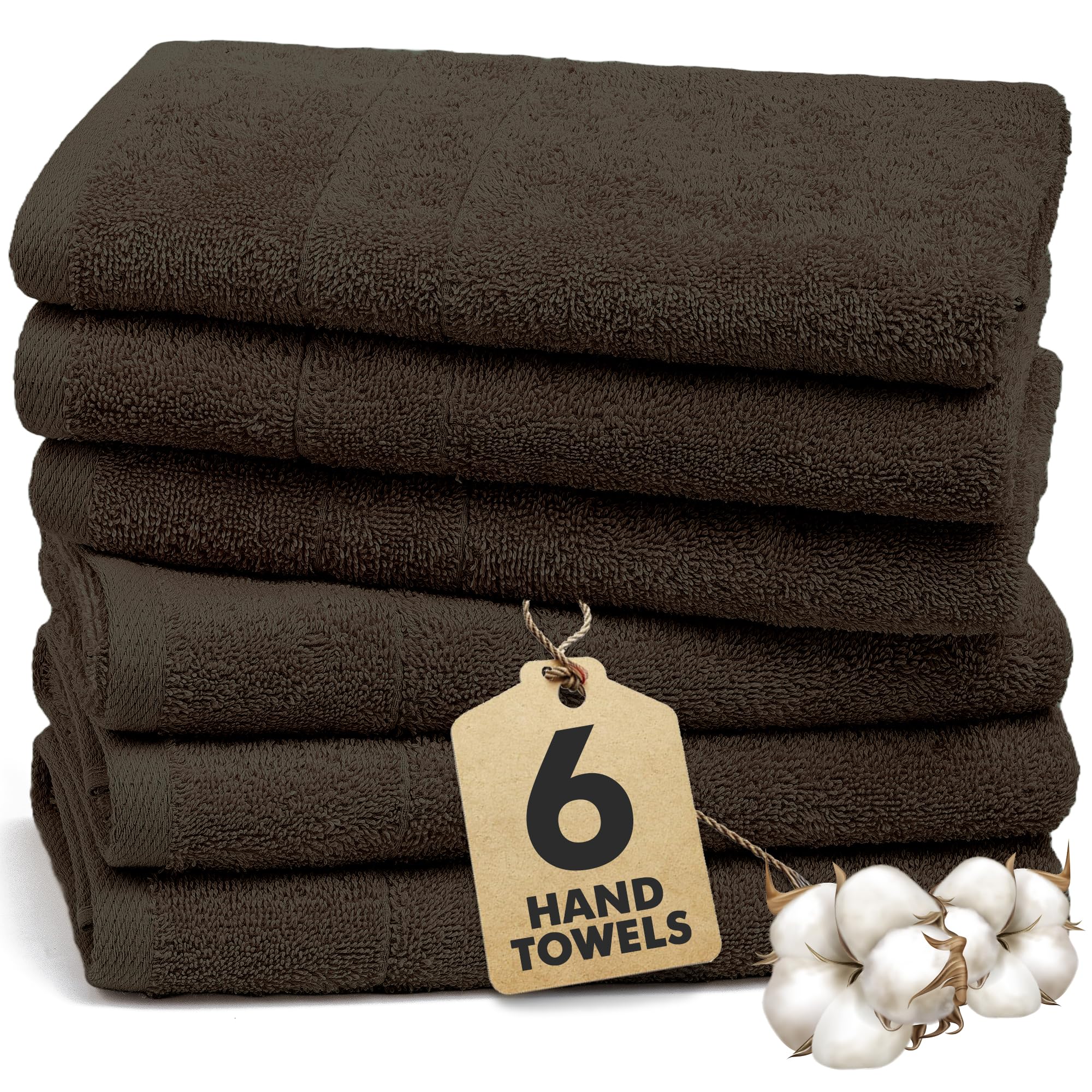 Novo Home Hand Towels for Bathroom, 100% Cotton Soft & Absorbent, Pack of 6 Small Towel (50x85cm)