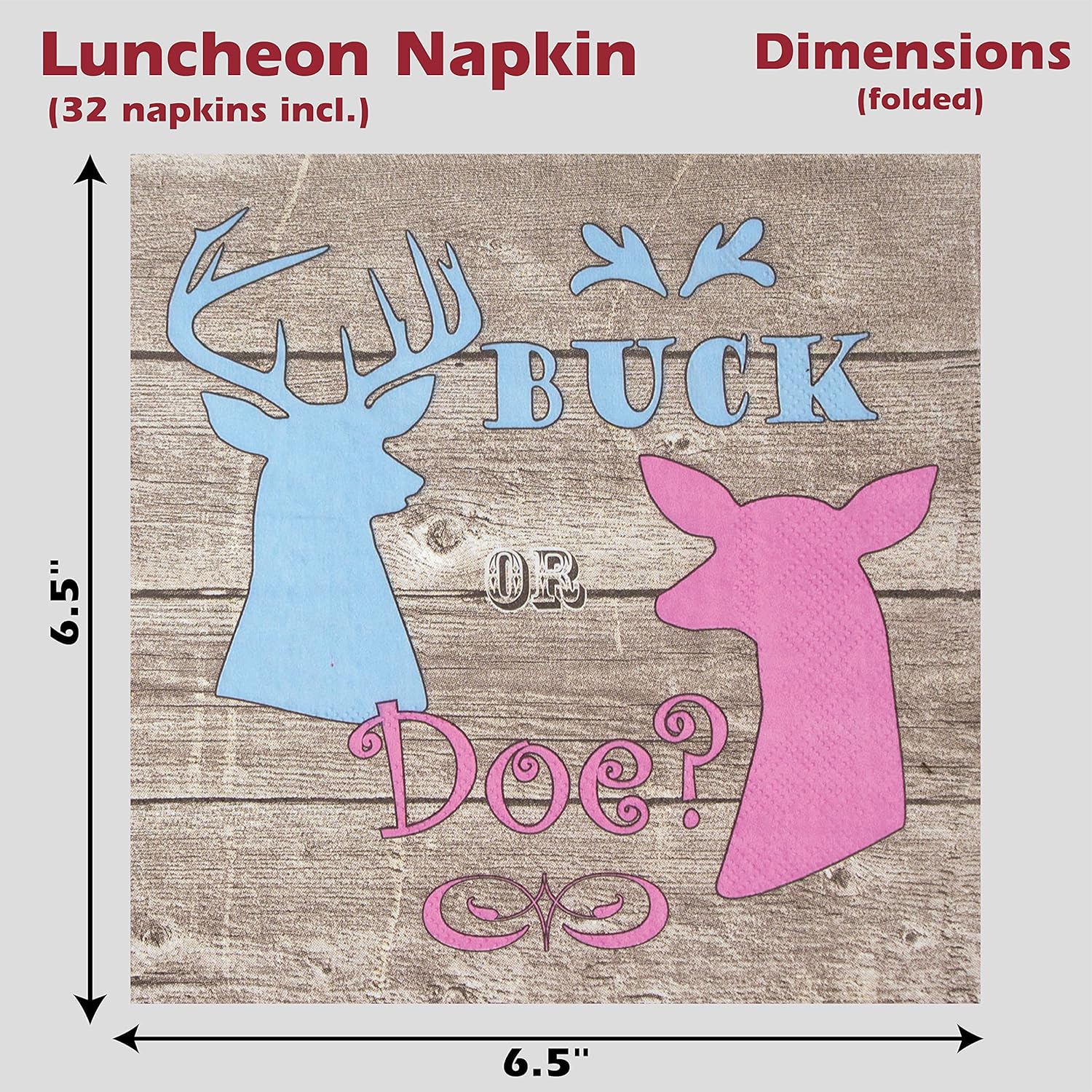 Buck or Doe? Gender Reveal Party for 24 guests! Deluxe Set includes 24 Lg. Plates-32 Napkins-72 CupcakeCups-24 Party Picks-2 Centerpiece-2 Camo Lantern-1 Decorative Banner. BoyorGirl Reveal- Havercamp