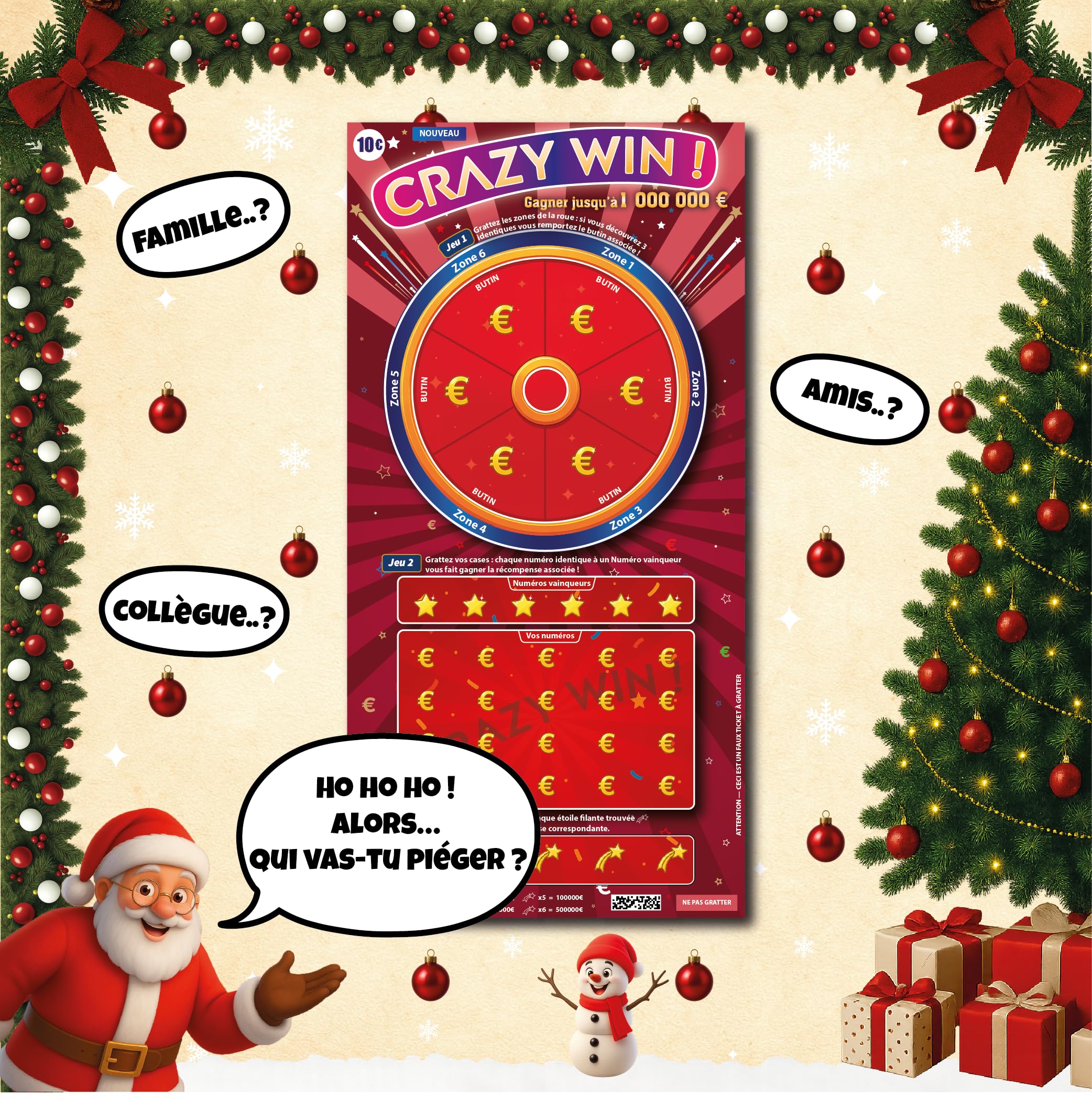 CLEARMASTER Fake Crazy Win Scratch Tickets x5 - Fake Gain of €1,000,000 - Joke - hoax - Prank - Pranks and catches - Image 4