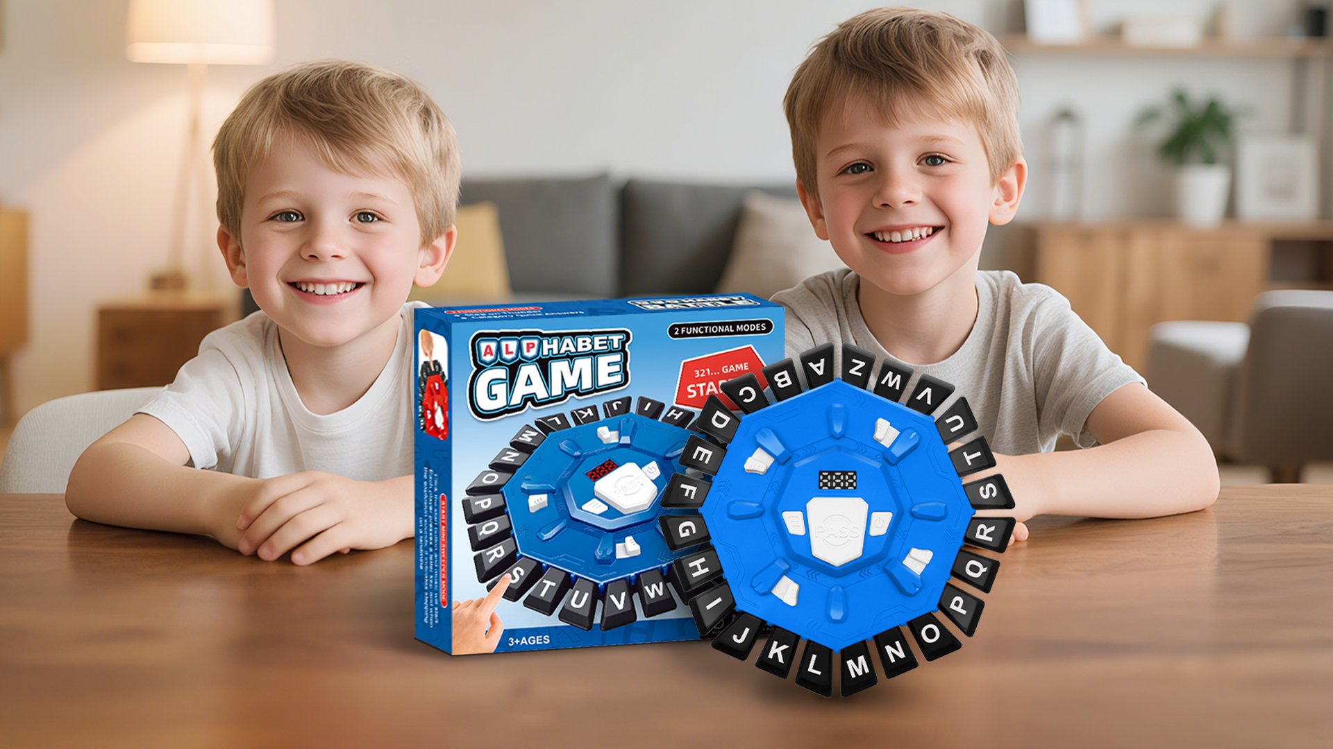HTGWCG Woordspel Familie bordspellen voor kinderen en volwassenen, 24 letters persen spel, leuke snelle puzzelspellen voor jongens meisjes, Display Timer, 2 modi, 220 onderwerp categorieën, 2-8