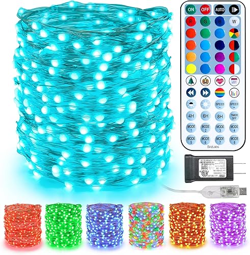 Miniatura 9 de BrizLabs Luces de hadas inteligentes, 33 pies, 100 luces LED que cambian de color, funcionan con Alexa/Google Home, WiFi arco iris, luz de Navidad,