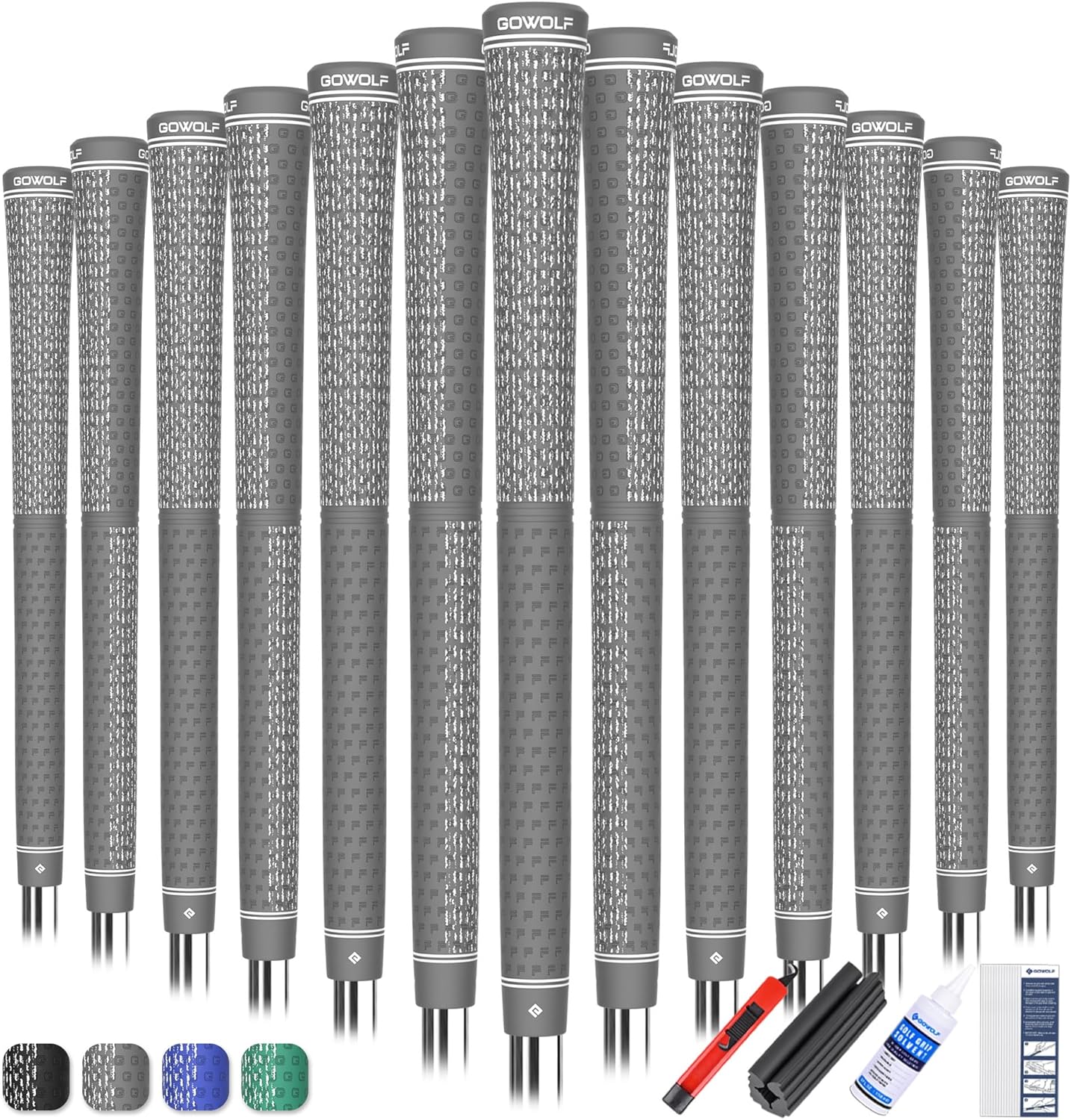 Gowolf Golf Grips 4 Zones Dual-Layer Cotton Wire Grip for Supreme Comfort & Control-Golf Club Grips Replacement for Regripping Wedges Drivers Irons Woods Hybrids, Midsize/Standard