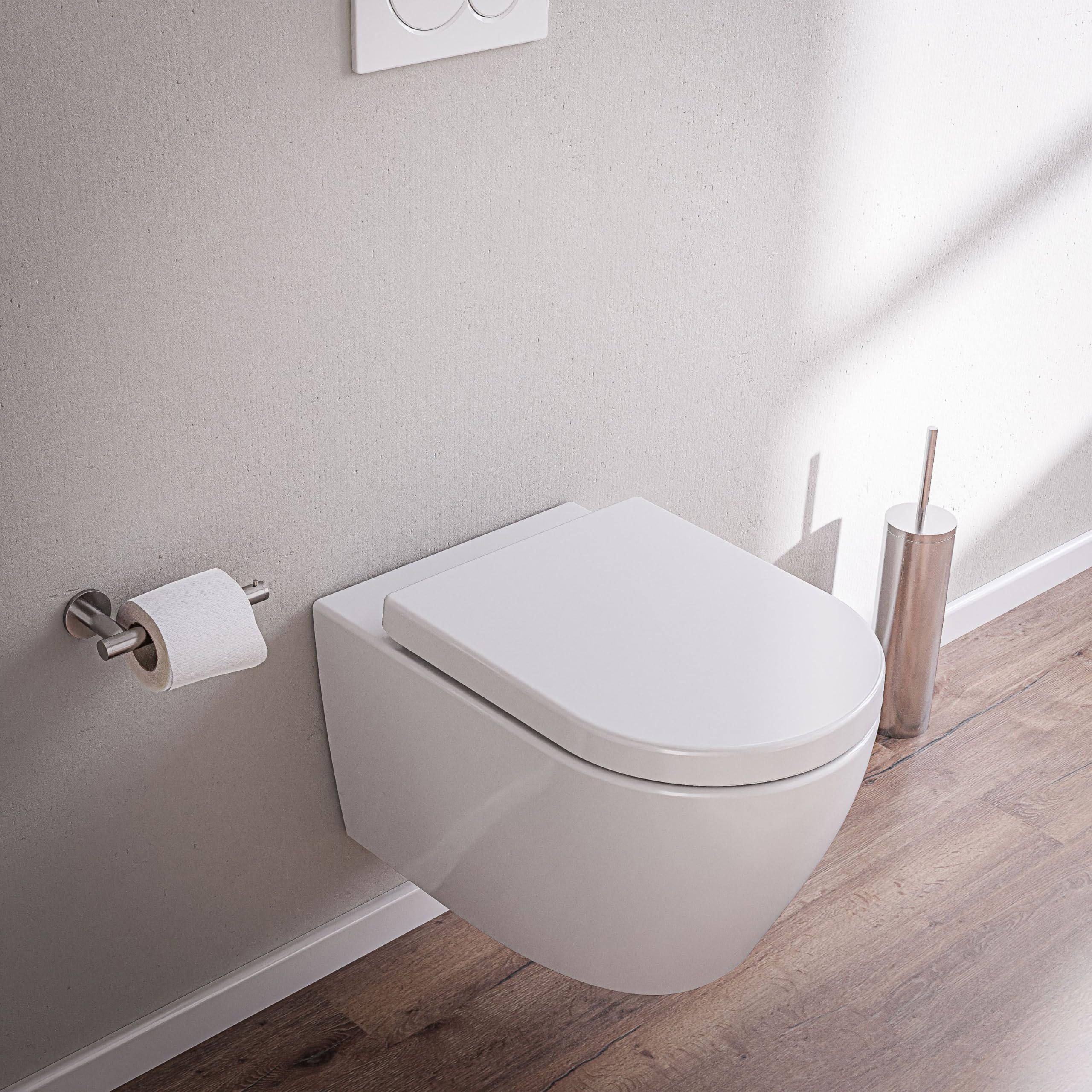 BERNSTEIN Design Wand-WC Spülrandlos Set - Hängetoilette Mit Abnehmbarem Deckel, Sitz Mit Absenkautomatik, Tiefspül-WC D-Form, Softclose-Sitz: Standard - B8030R