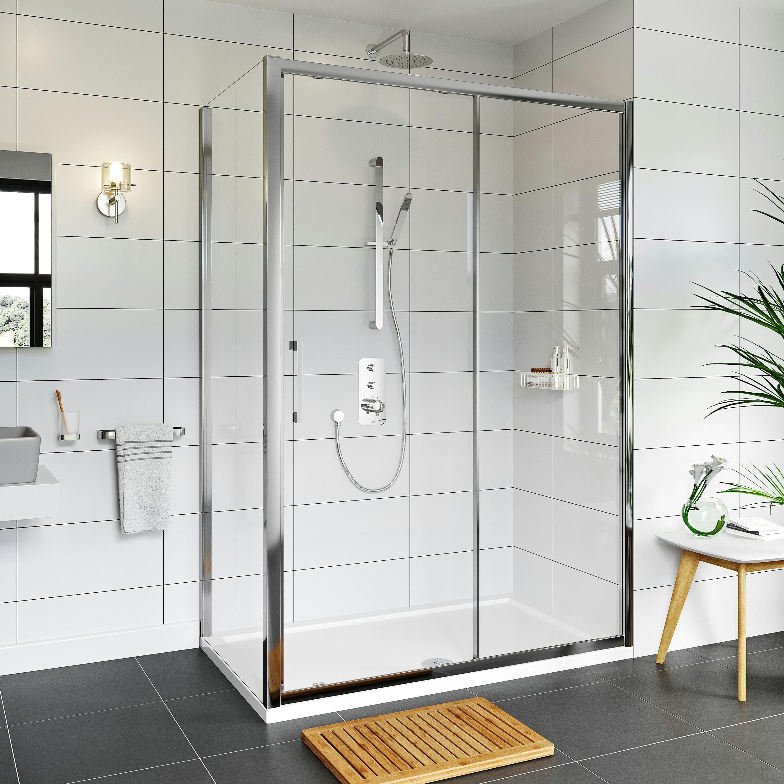 Mode Hardy 8mm Easy Clean Shower Enclosure and Stone Shower Tray 1600 x 800