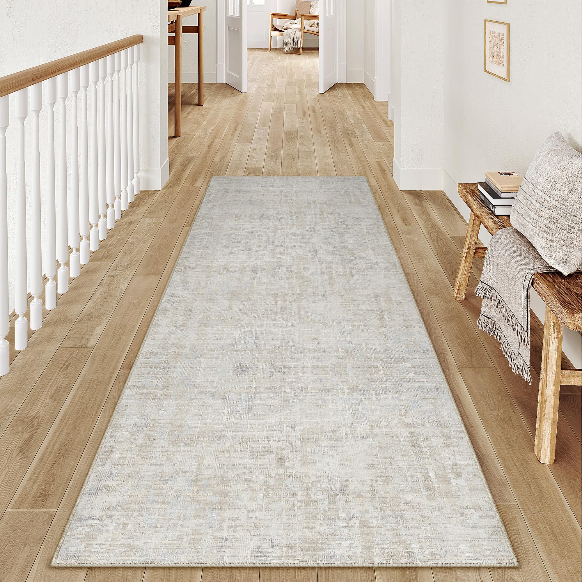 PureCozy Hallway Runner Area Rug 60x180cm Beige Grey Carpet Runners — image 1