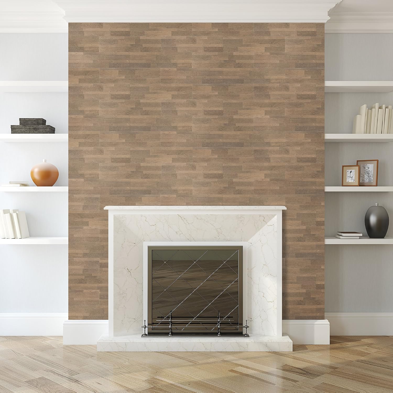 Achim Home Furnishings BLDWT10206 Bolder 6in x 24in Self Adhesive Stone Wall Mocha-6 Tiles/6 sq. ft. Stick