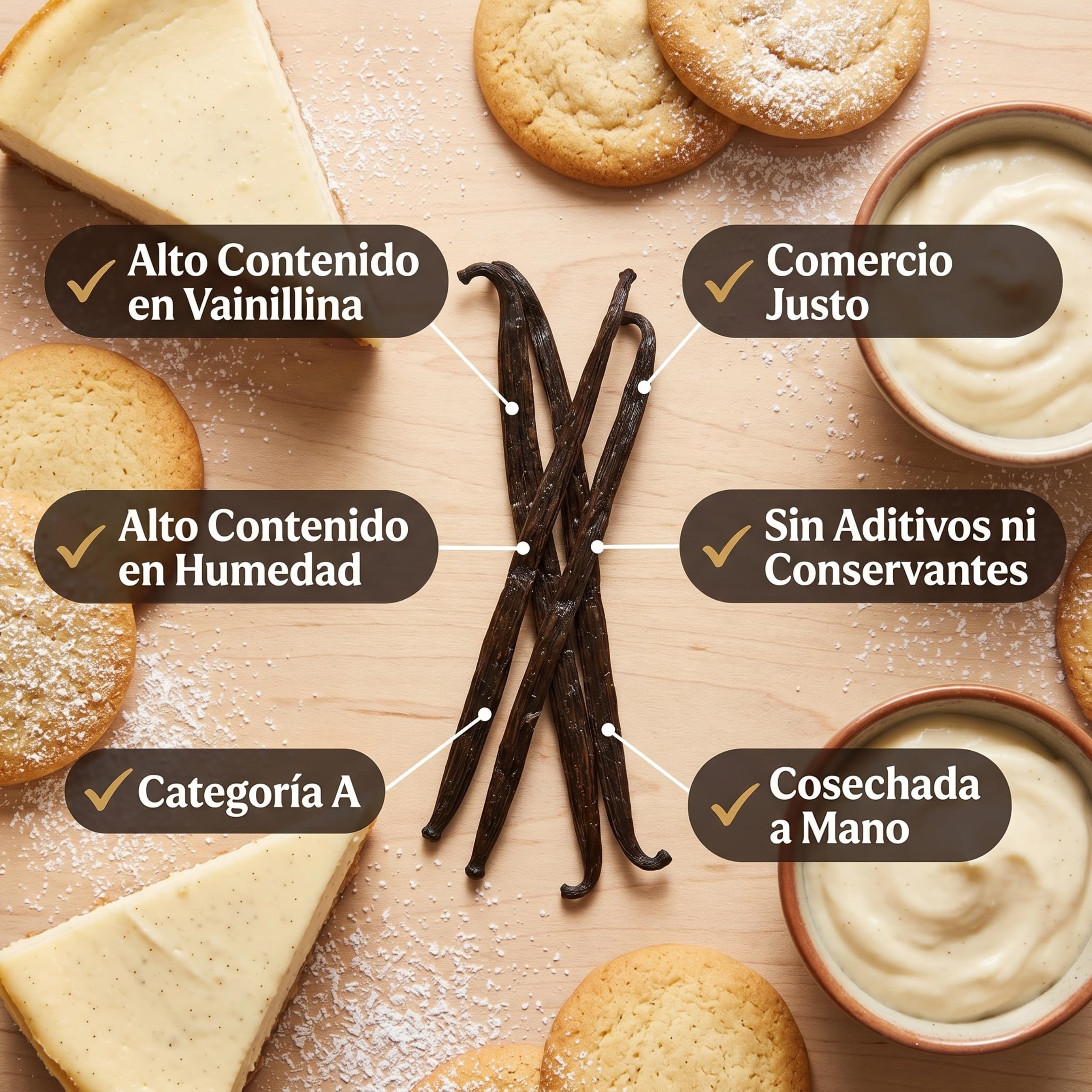 Vainas de Vainilla Bourbon XXL 15 Unidades (16-18cm) - Vainilla en Rama Fresca de Uganda Clase A - Extracto de Vainilla, Esencia & Repostería - Vanilla Beans Gourmet