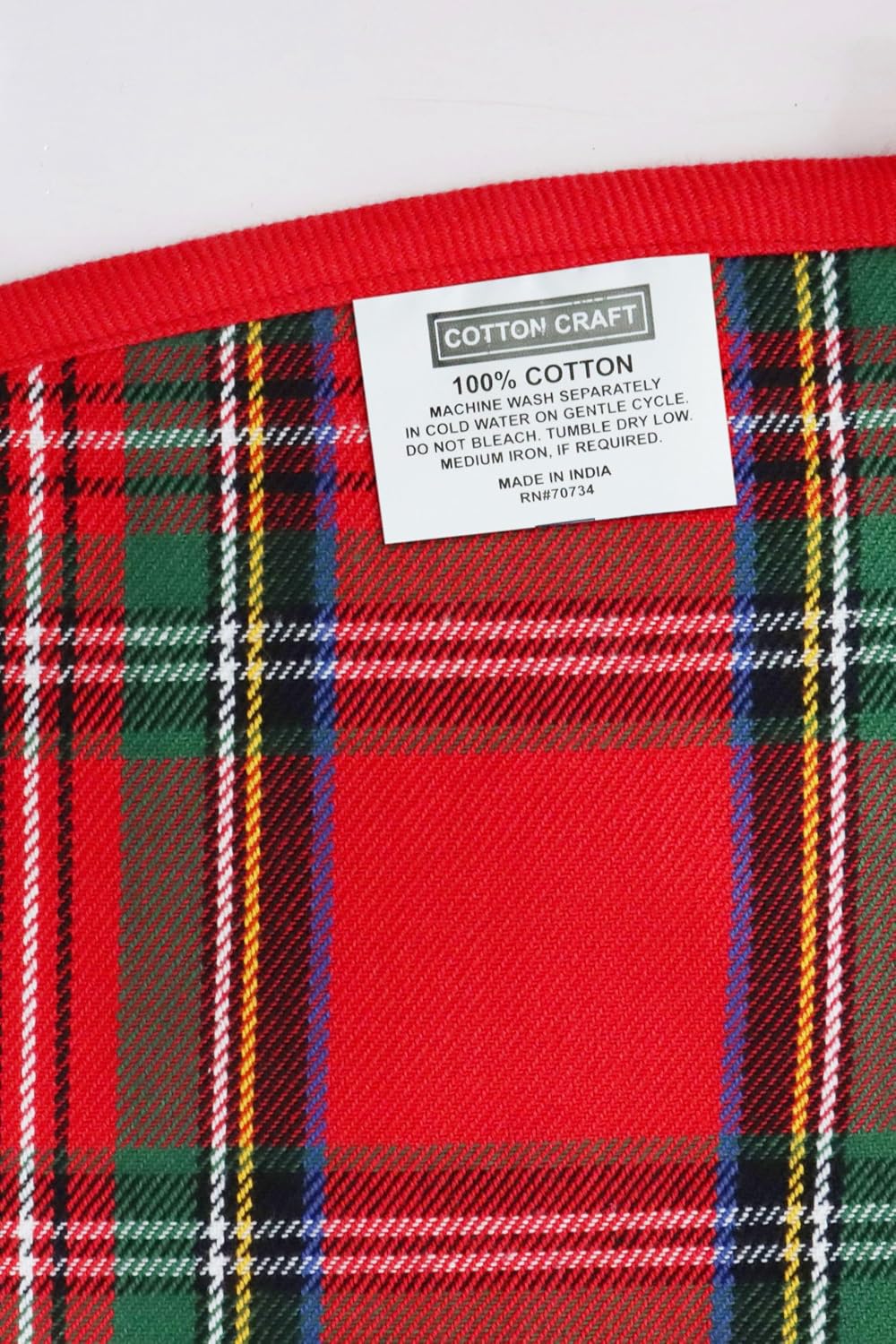 COTTON CRAFT Christmas Tree Skirt - Tartan Plaid Traditional Xmas Tree Skirt - Rustic Modern Decorative Red Green Stewart Plaid Tree Skirt Classic Tree Mat - 48 inches Round