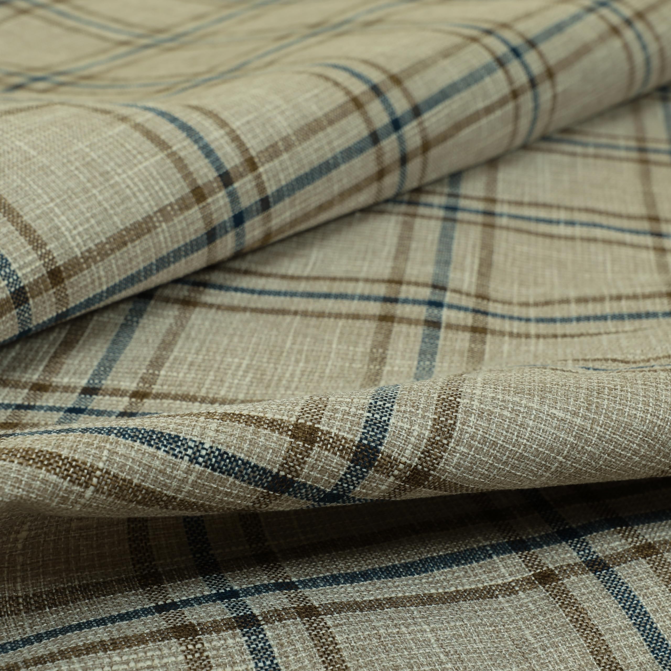 Redbrick Mill Fabrics Flame Retardant Textured Quality Woven Tartan Pattern Upholstery in Brown Colour Sold by The Metre (Per Metre) โ image 1