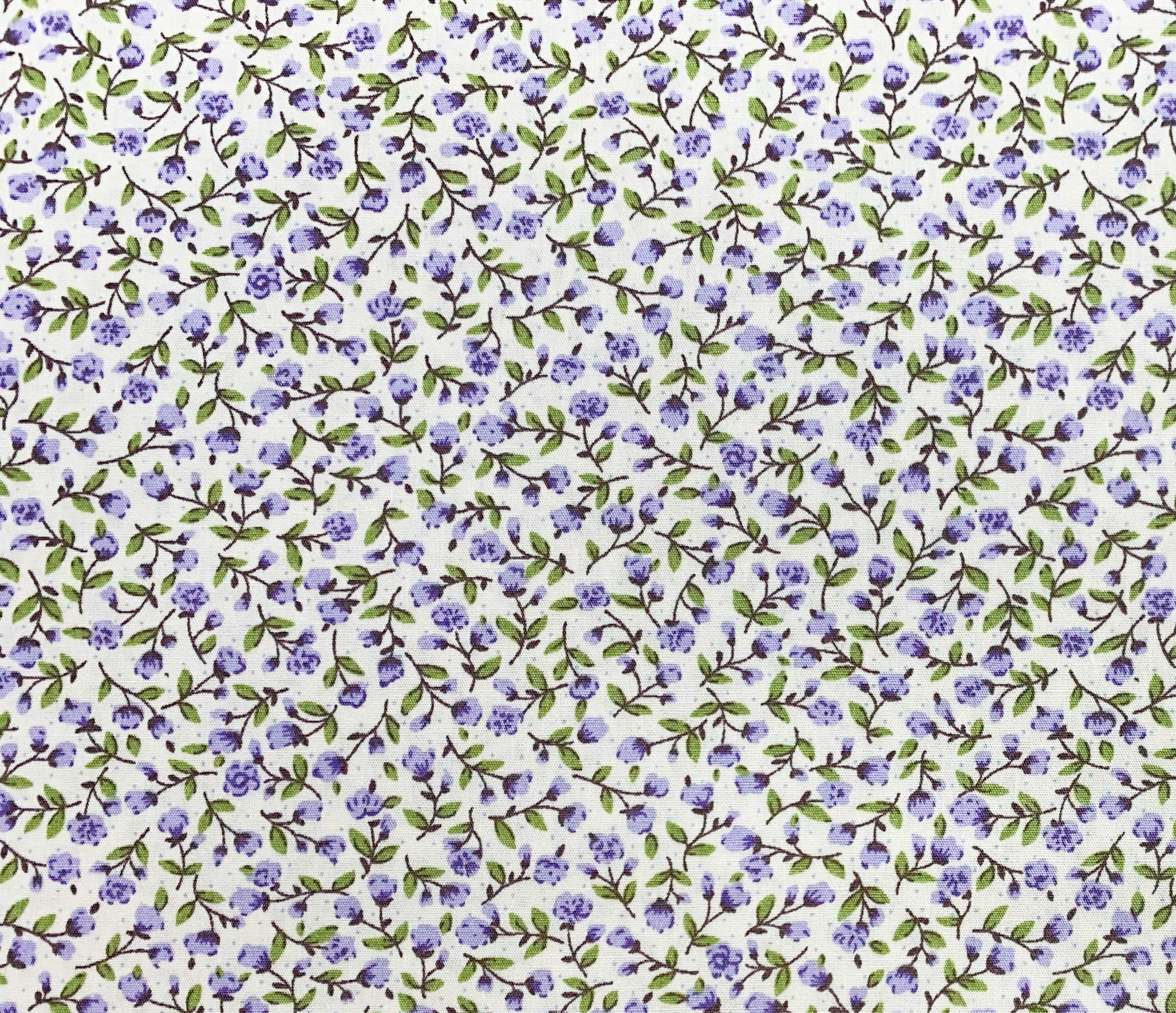 Oddies Lilac 100% Cotton Poplin Fabric - Ditsy Floral Print Cream Background - Craft Fabric Material By The Metre (Cpo034lil)