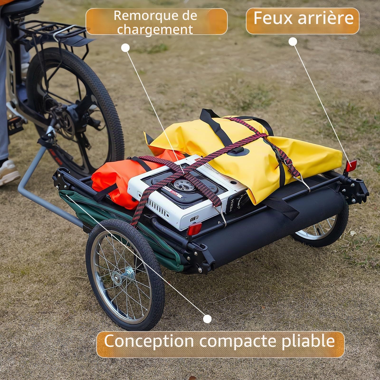Remorque de vélo 200 x 85 x 135 cm 40 kg Vert Unisexe