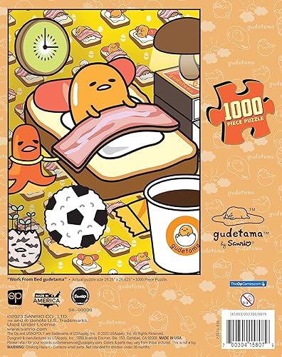 Miniatura 2 de Gudetama - Rompecabezas de 1000 piezas "Work from Bed", obra de arte coleccionable de rompecabezas de anime con Gudetama de Sanrio, rompecabezas y