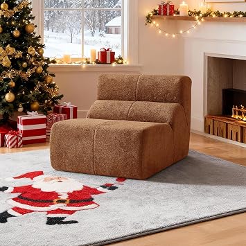 Lazy Sofa Chair, Modern Comfy Raindrop Velvet Fabric Deep Seat Floor Couch Armless Lounge Chair, Cozy Floor Lounge Seating Oversized SIngles Sofa for Living Room, Bedroom, Office, Salon, Brown