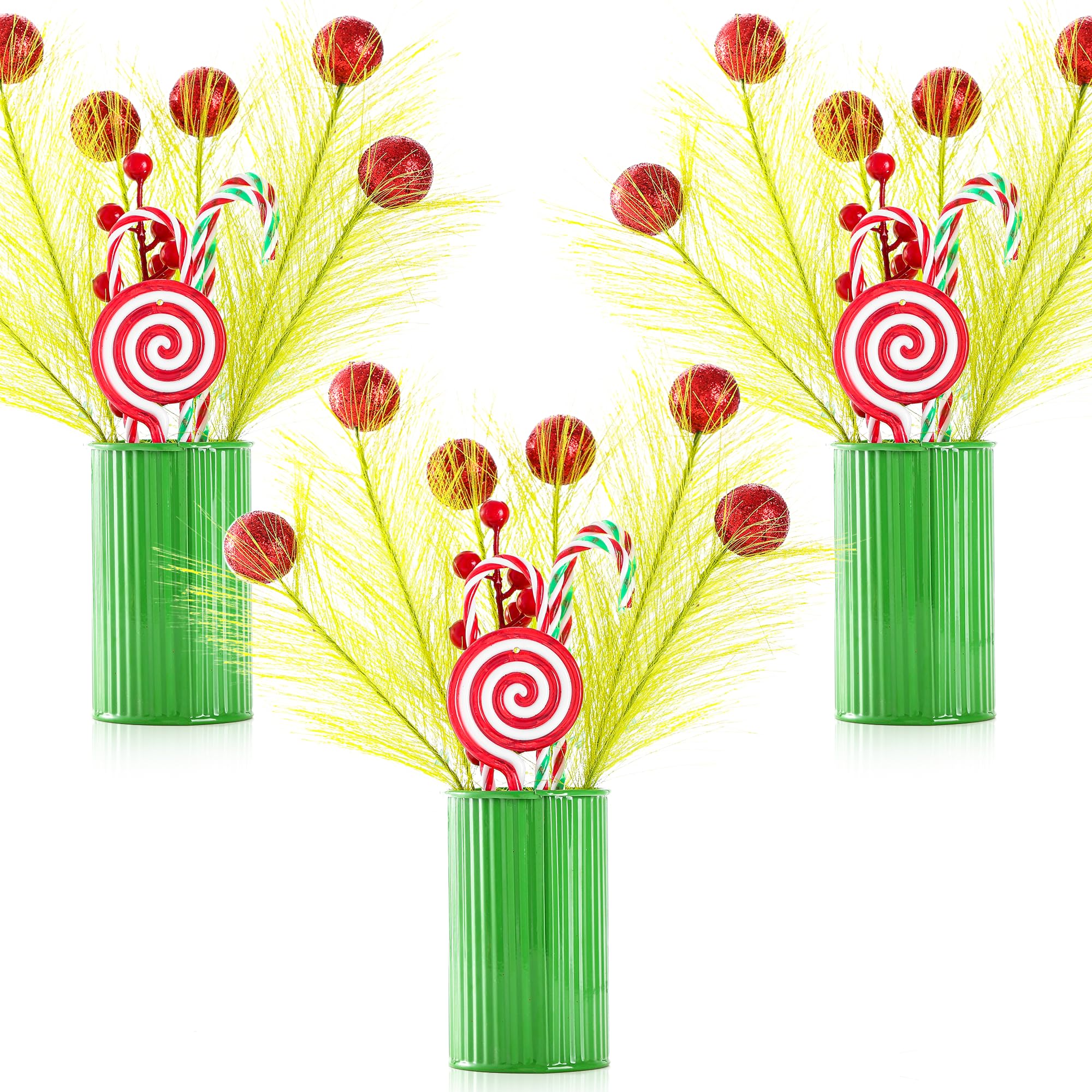 3Pcs Christmas Centerpiece Table Decorations, Red Berry Candy Decorative Jar Christmas Centerpieces for Tables, Holiday Jar Decor for Dining Coffee