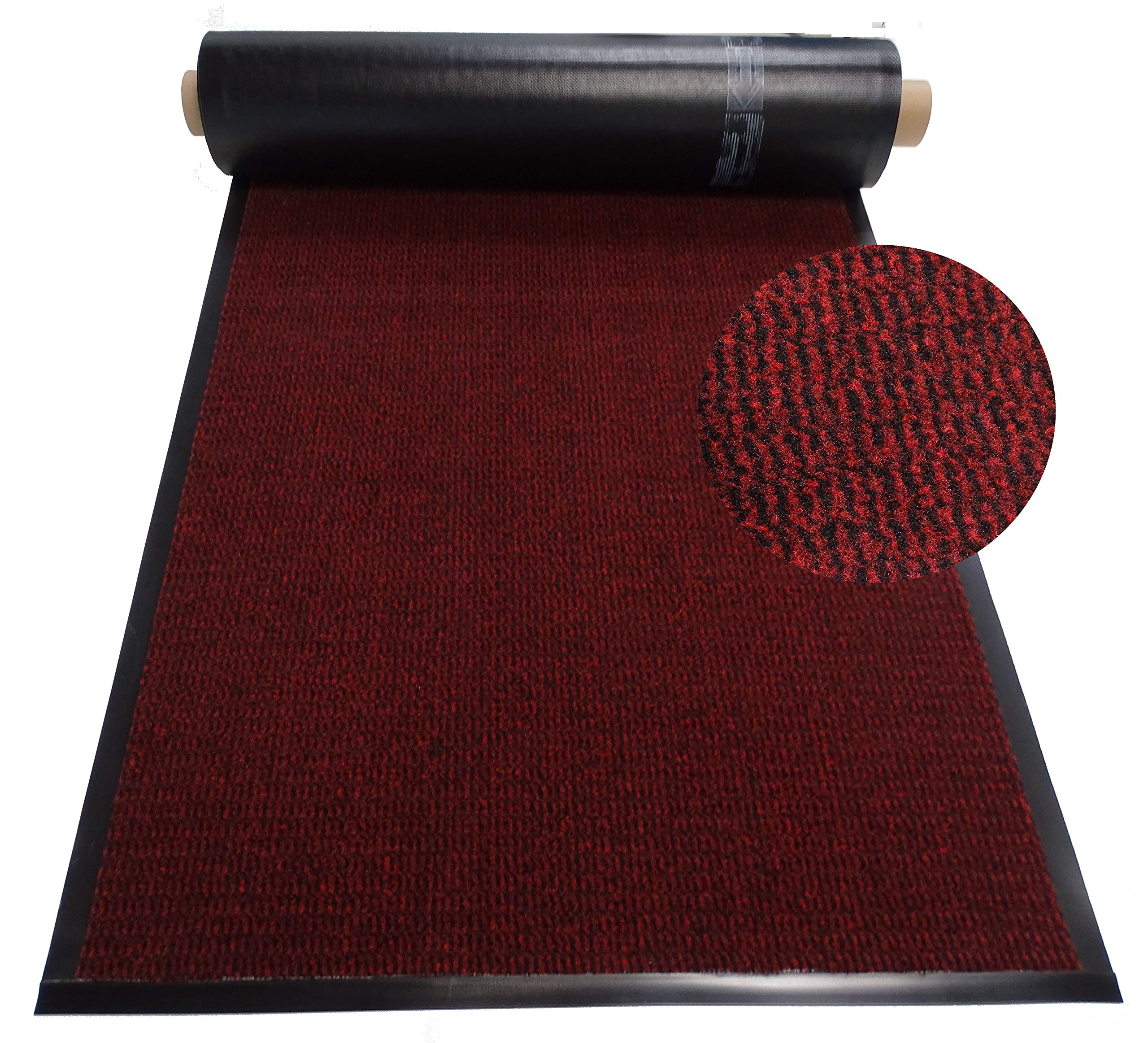 Schmutzfangläufer Meterware 90 cm rot-schwarz meliert- Schnittkanten mit Randprofile (90 x 120 cm, rot)