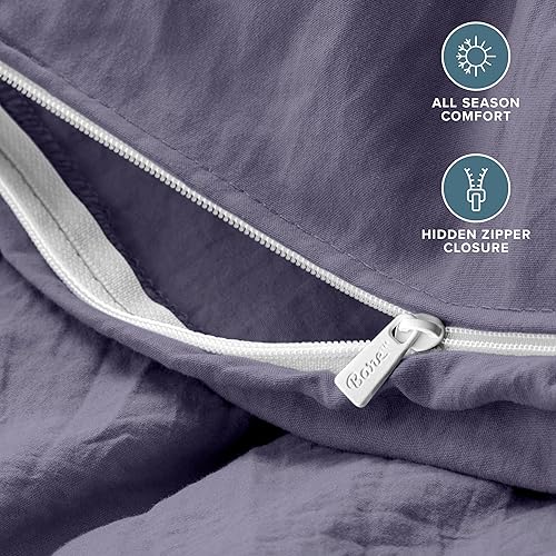 Miniatura 4 de Bare Home - Juego de fundas de edredón de microfibra - Microfibra lavada ultrasuave - Tamaño completo - Aspecto tipo lino - De fácil cuidado - Tela