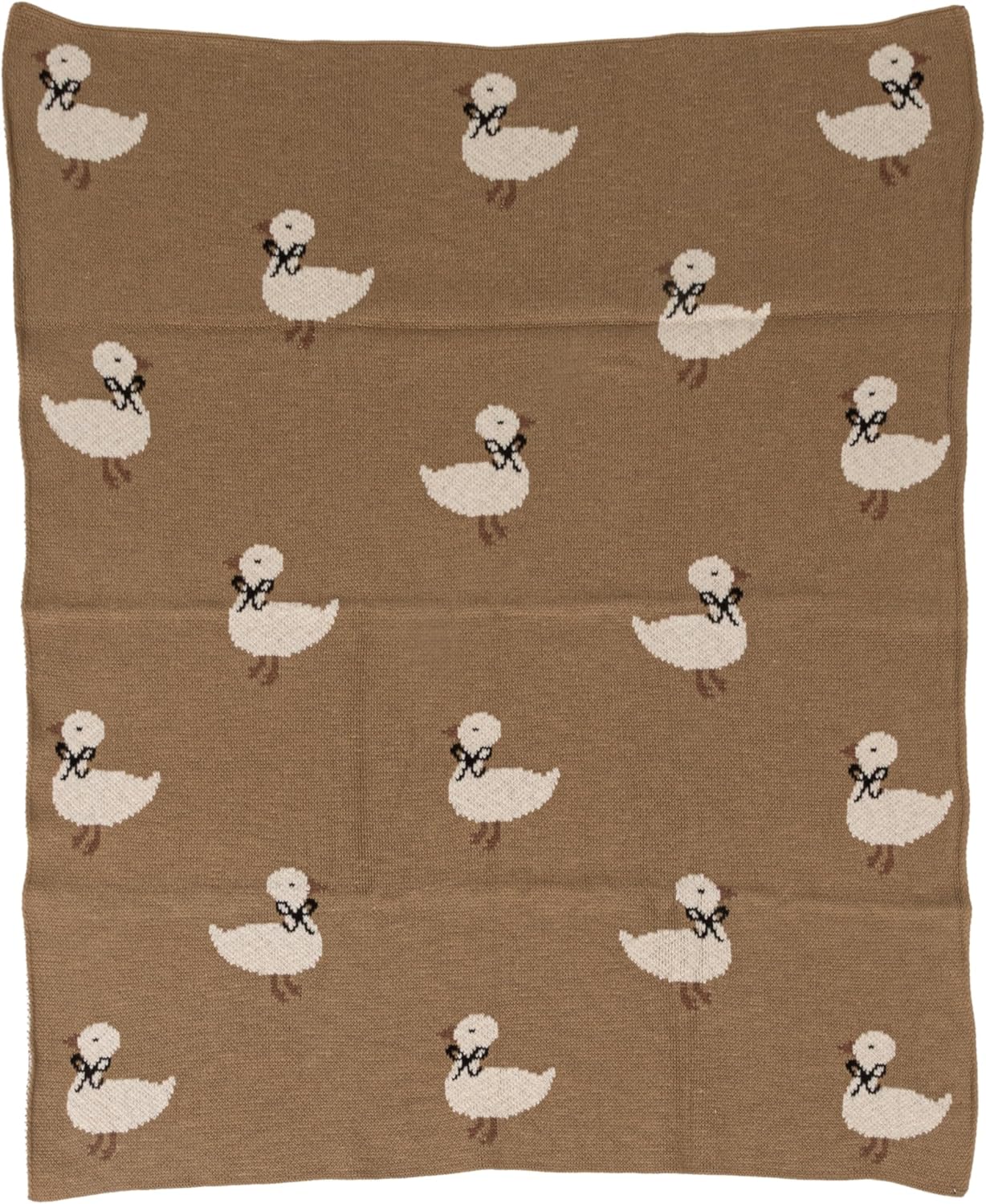 Creative Co-Op Cotton Knit Baby Blanket with Ducklings, Multicolor