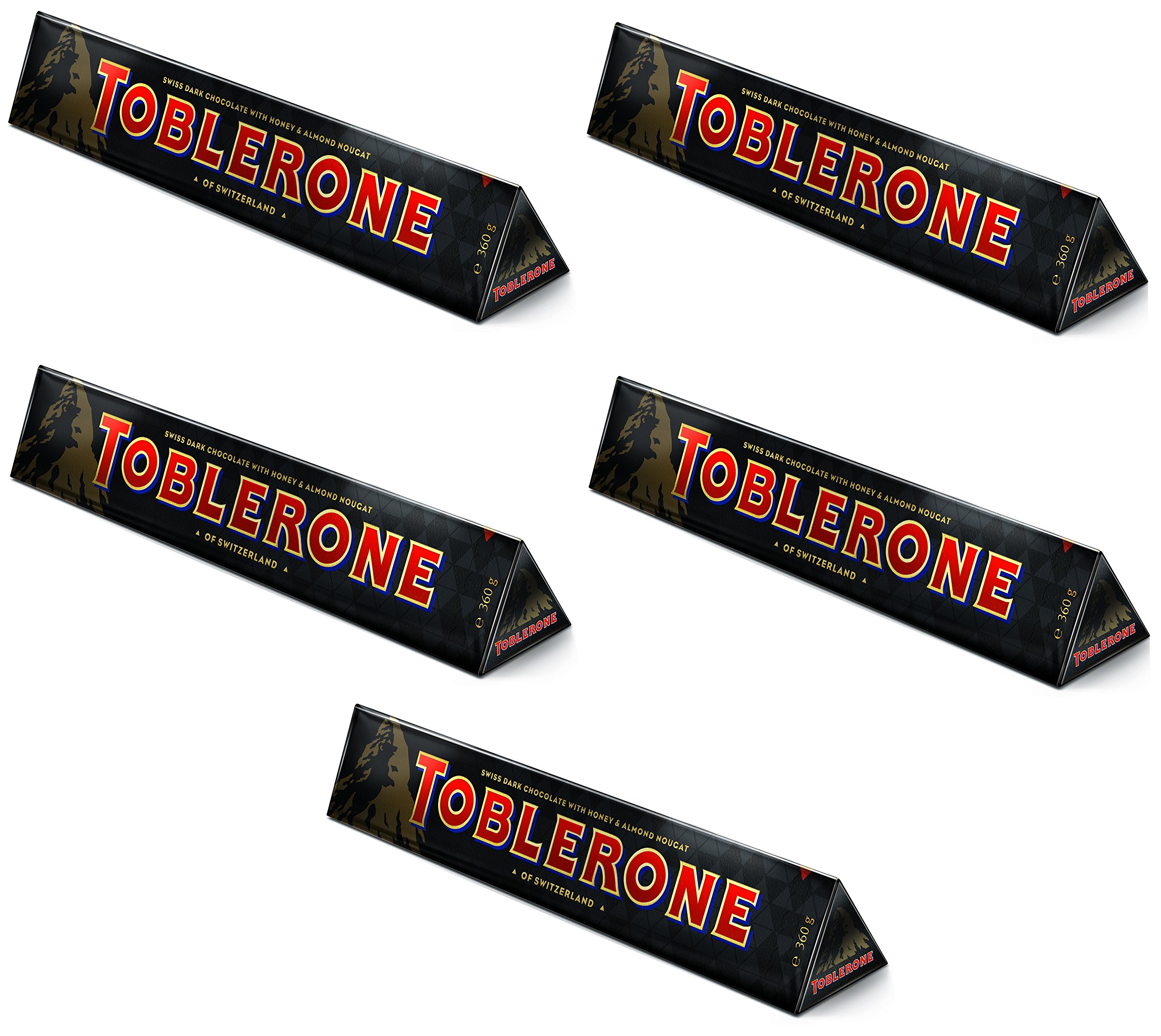 TobleroneLarge Dark Chocolate Bar, 360g - Pack of 5